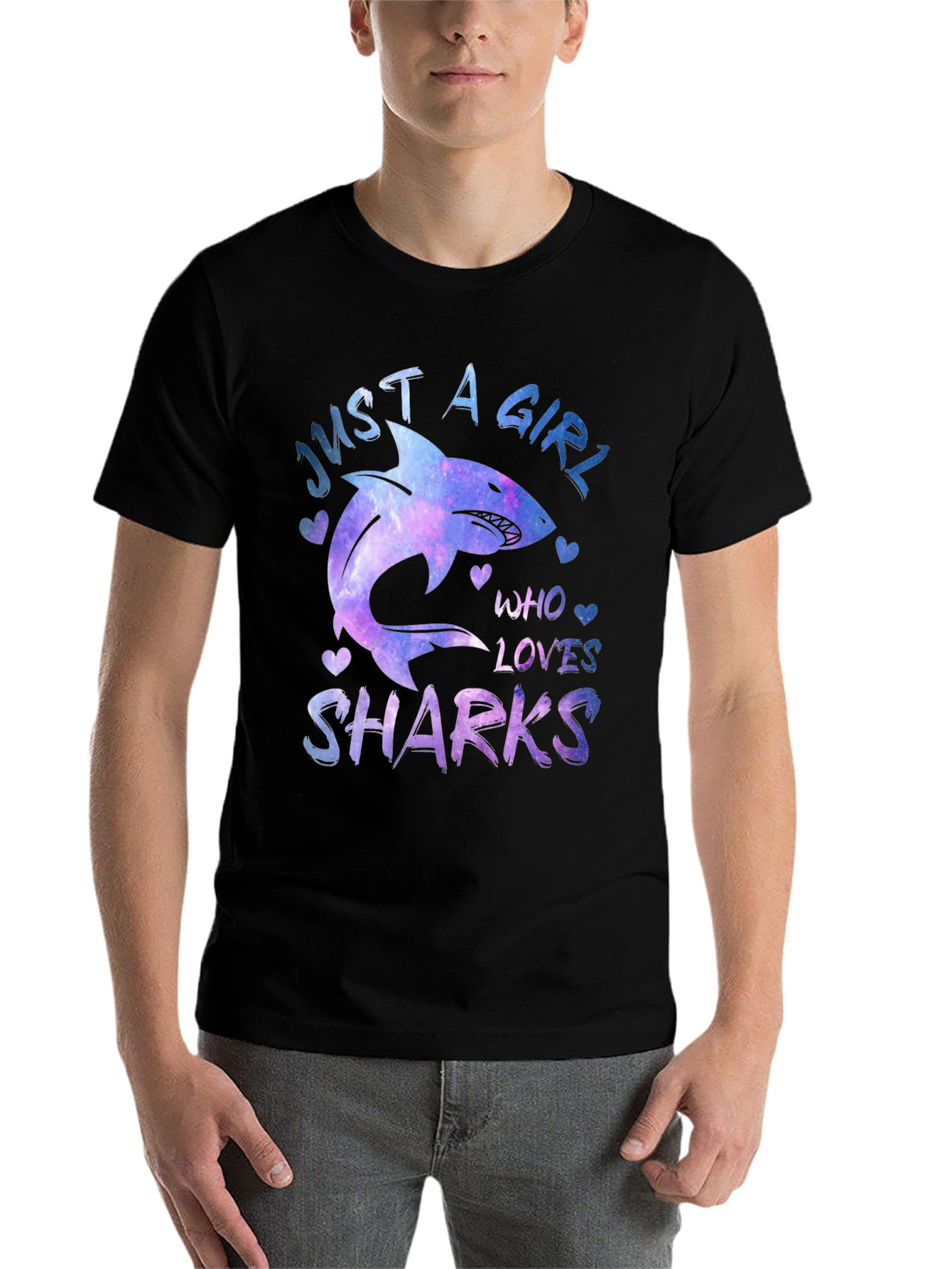 Black Just A Girl Who Loves Sharks Graphic Tee view 7