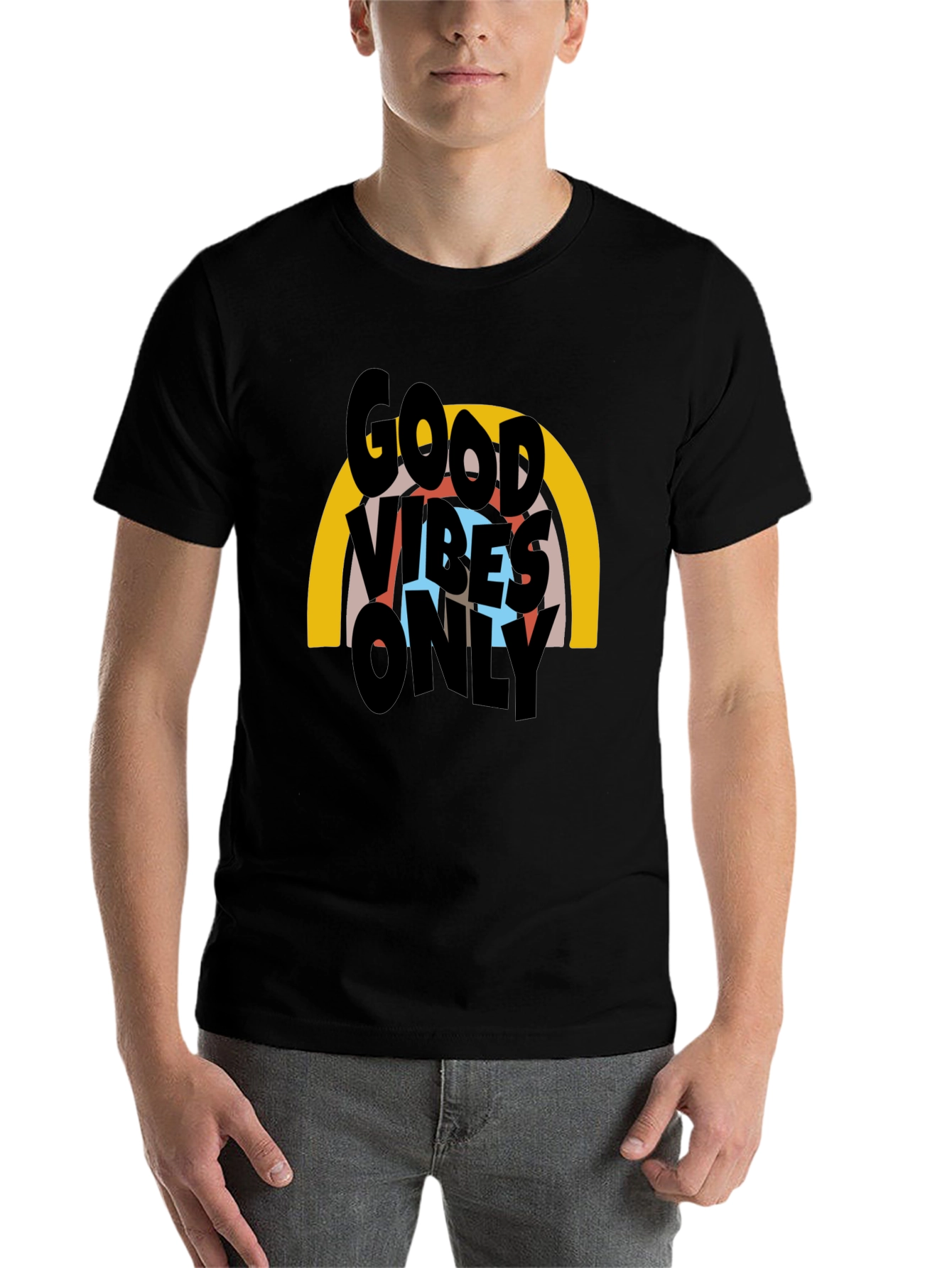 Black Good Vibes Only Graphic T-Shirt - Black view 7