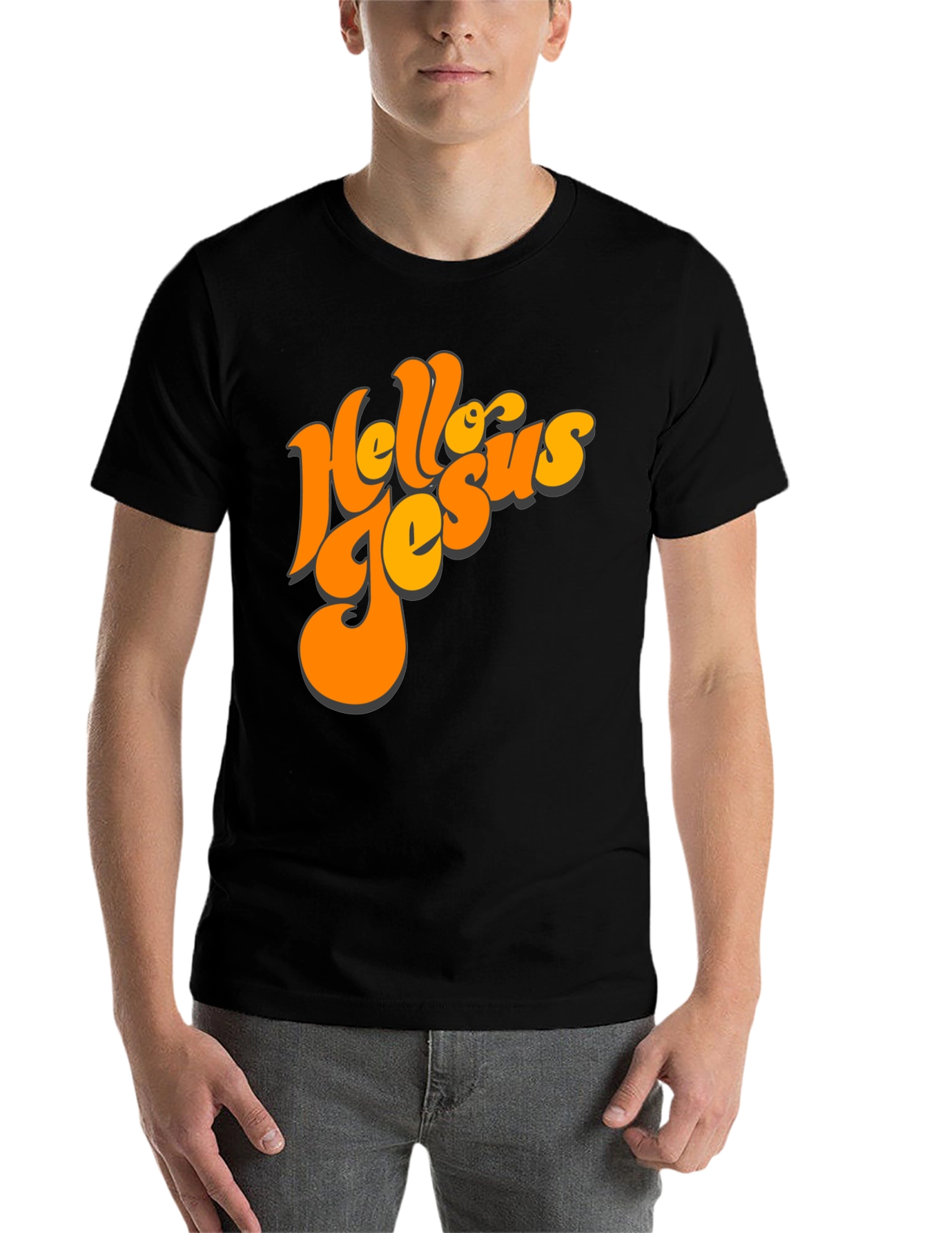 Black Retro Hello Jesus Graphic Tee view 7