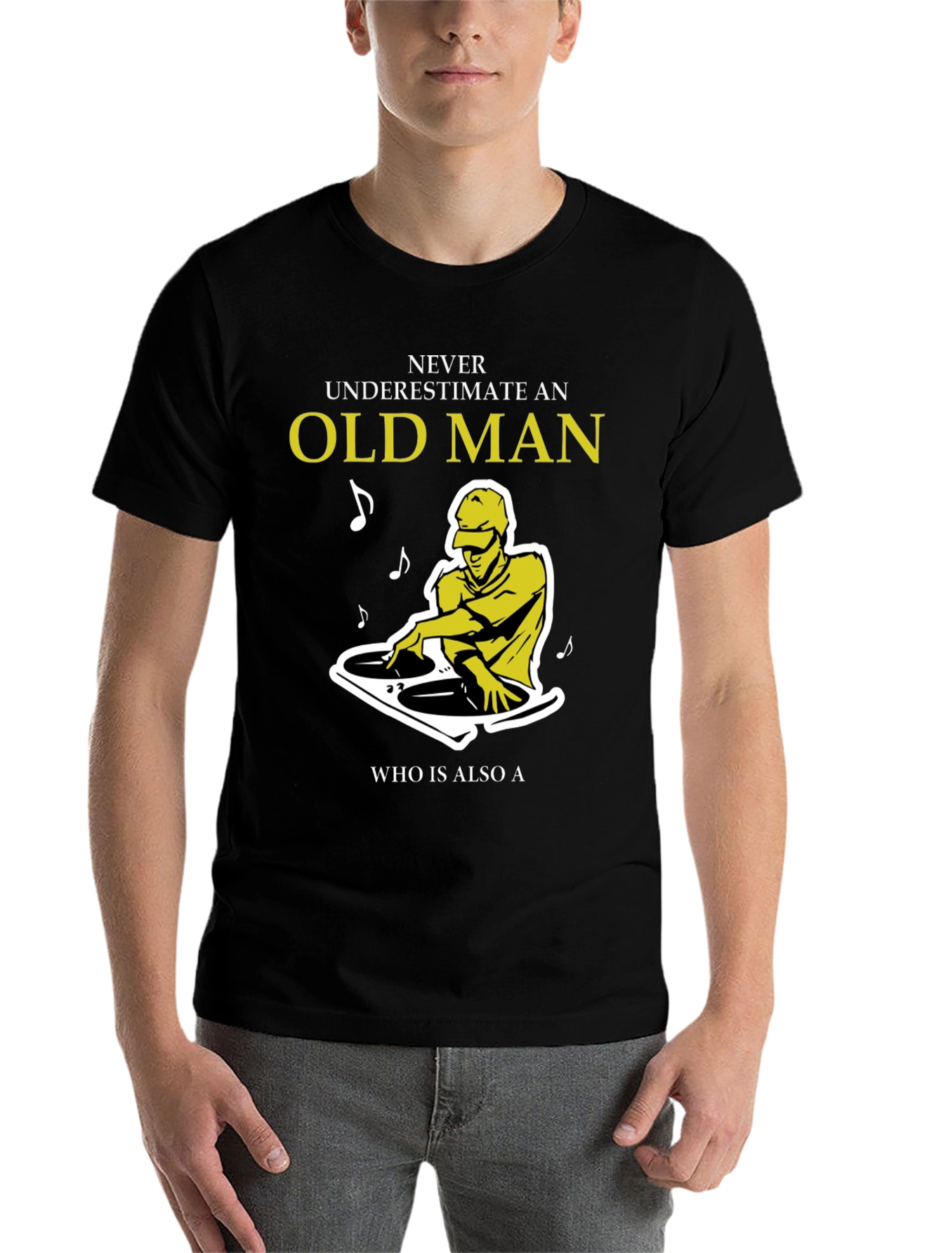 Black DJ Old Man Graphic Tee - Never Underestimate Him view 7
