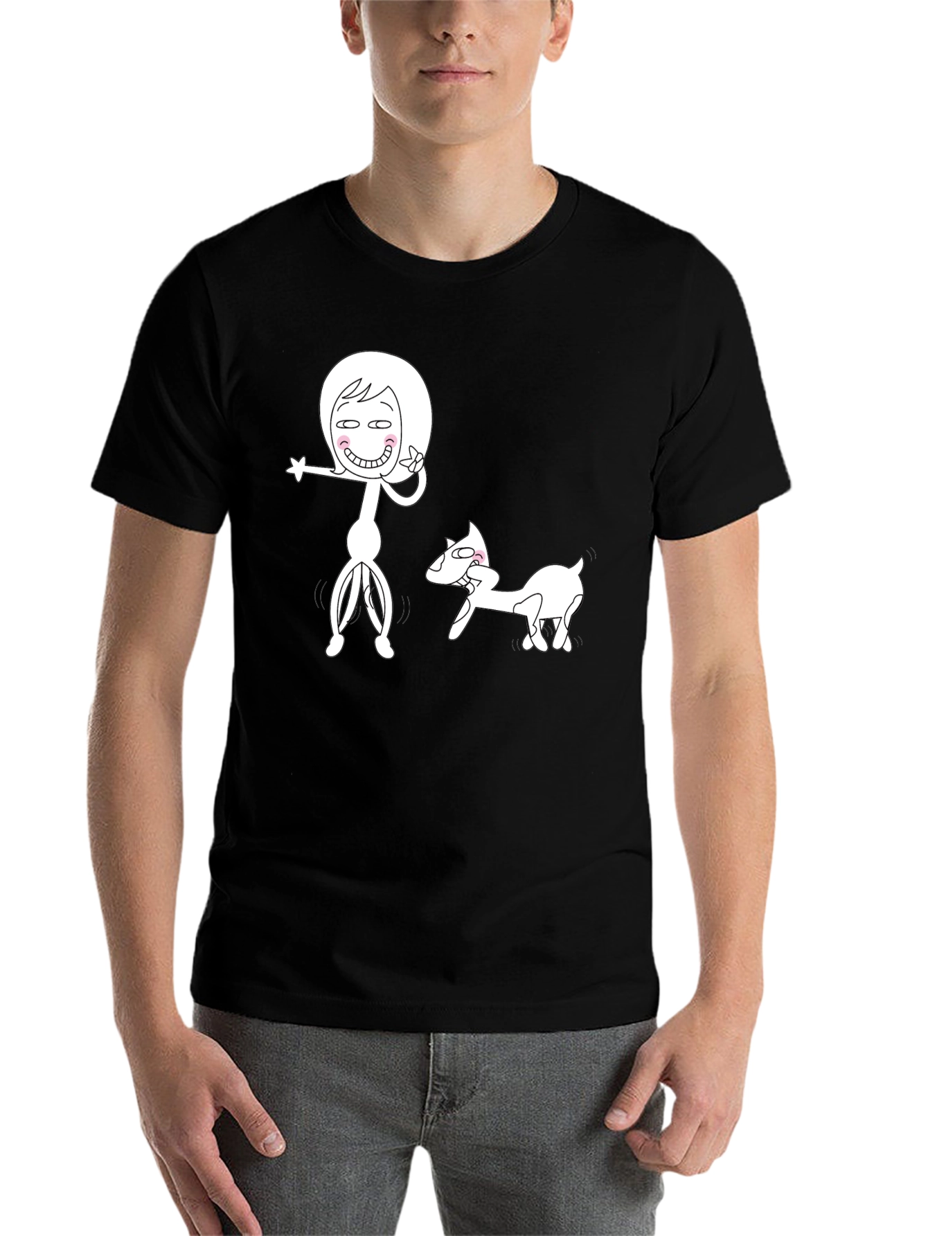 Black Funny Cartoon Graphic Black T-Shirt view 7