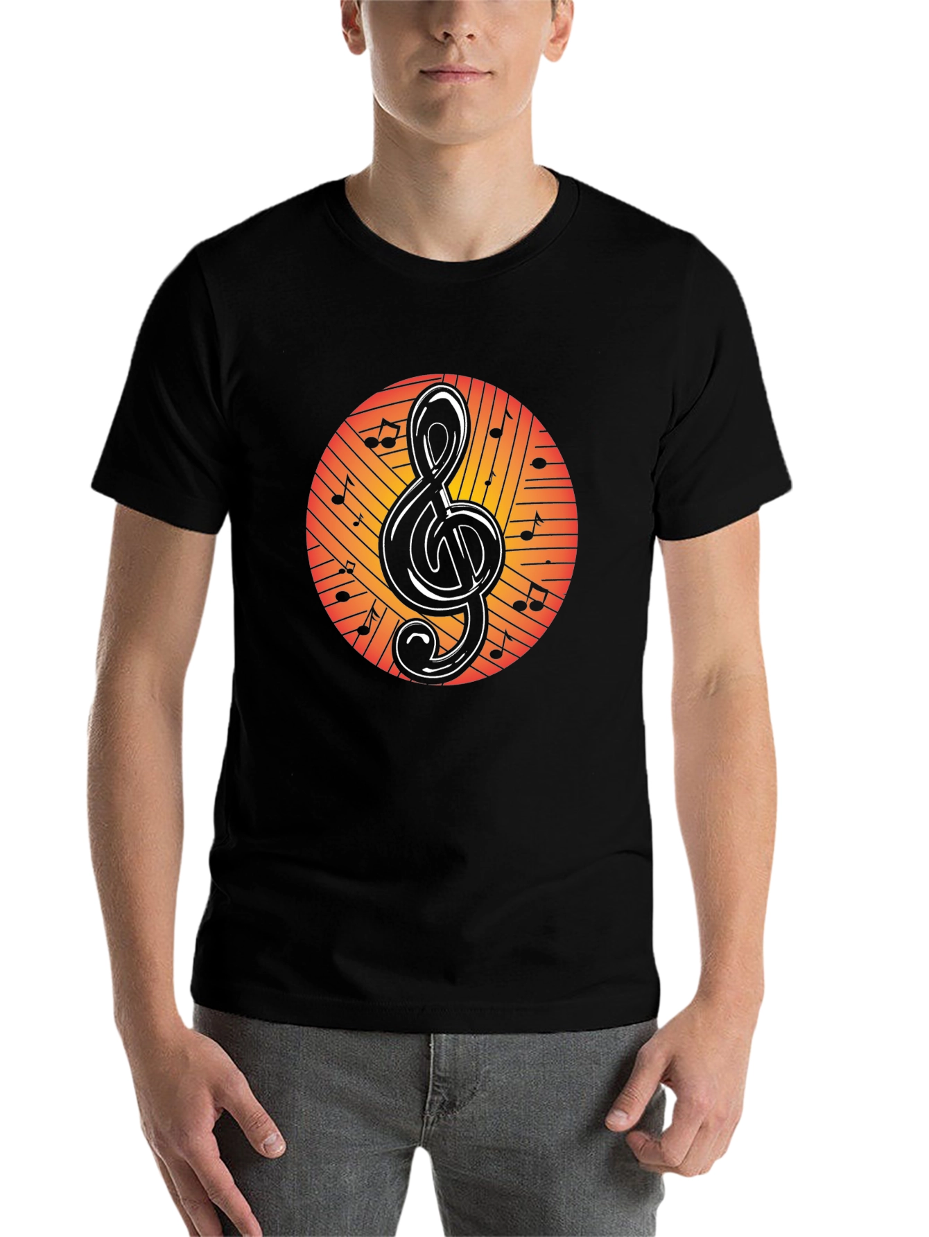 Black Musical Treble Clef Graphic Tee - Black Cotton view 7