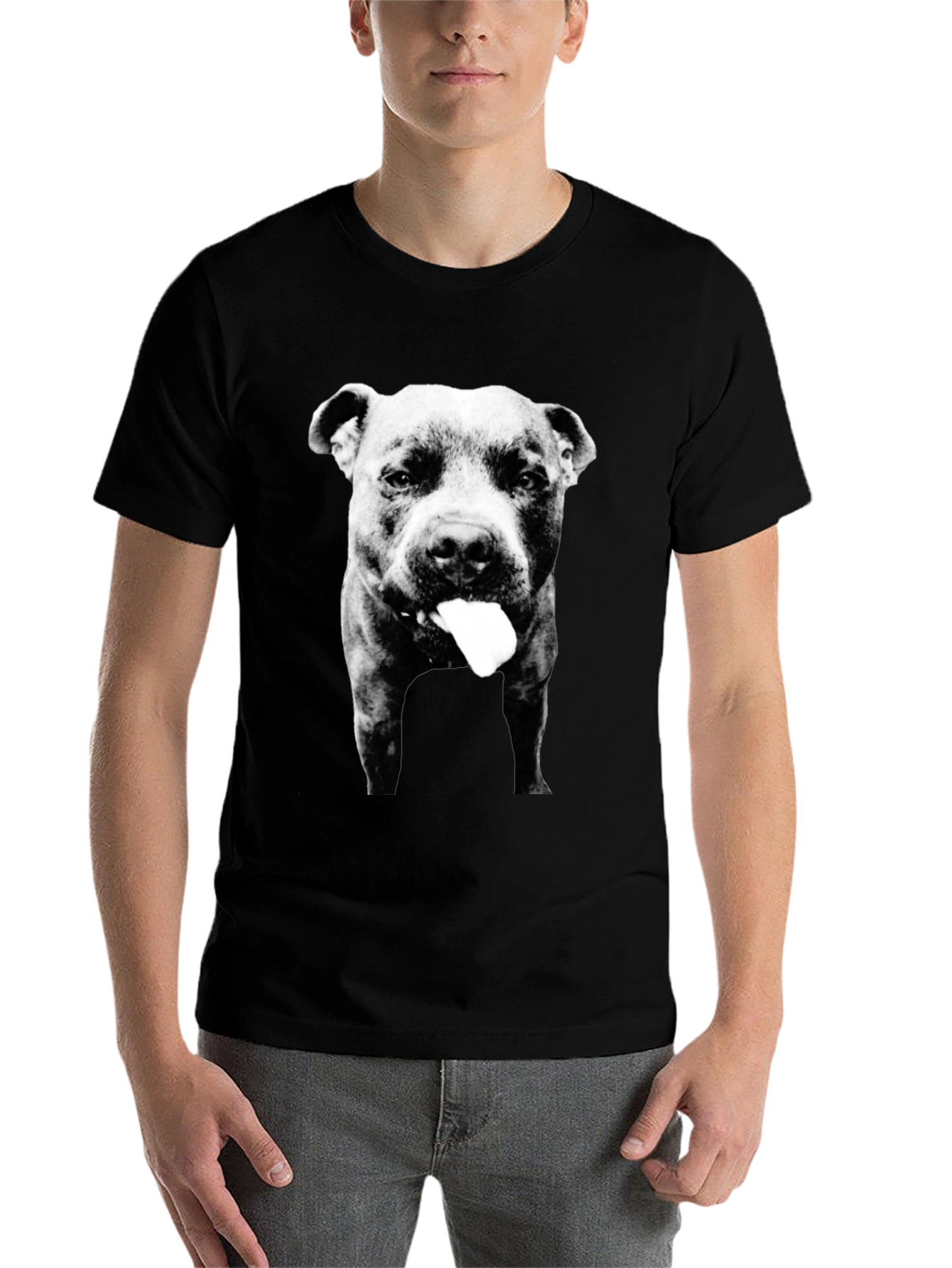 Black Pitbull Tongue Out Graphic Tee view 7
