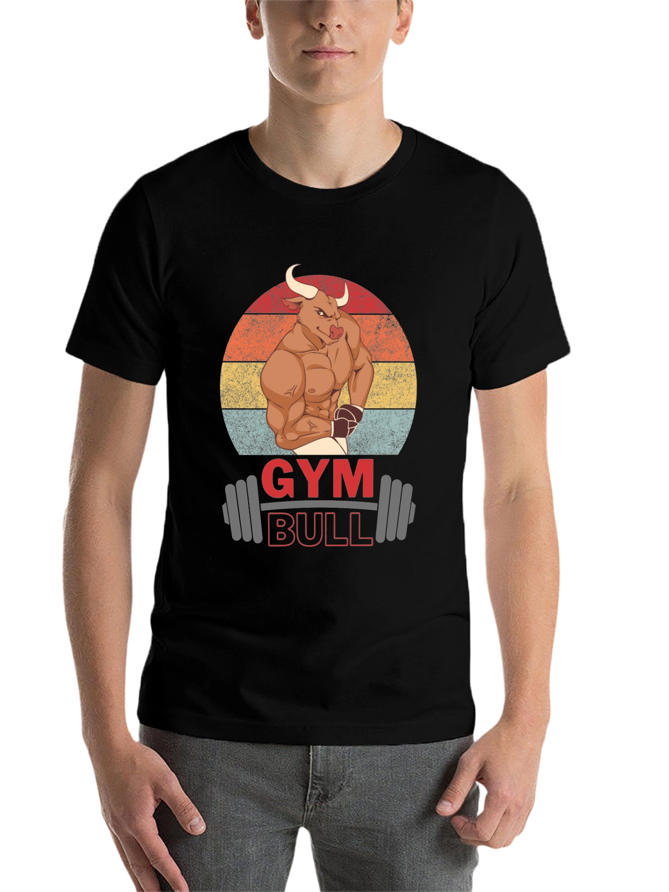 Black Gym Bull Graphic T-Shirt - Muscle & Fitness Tee view 7