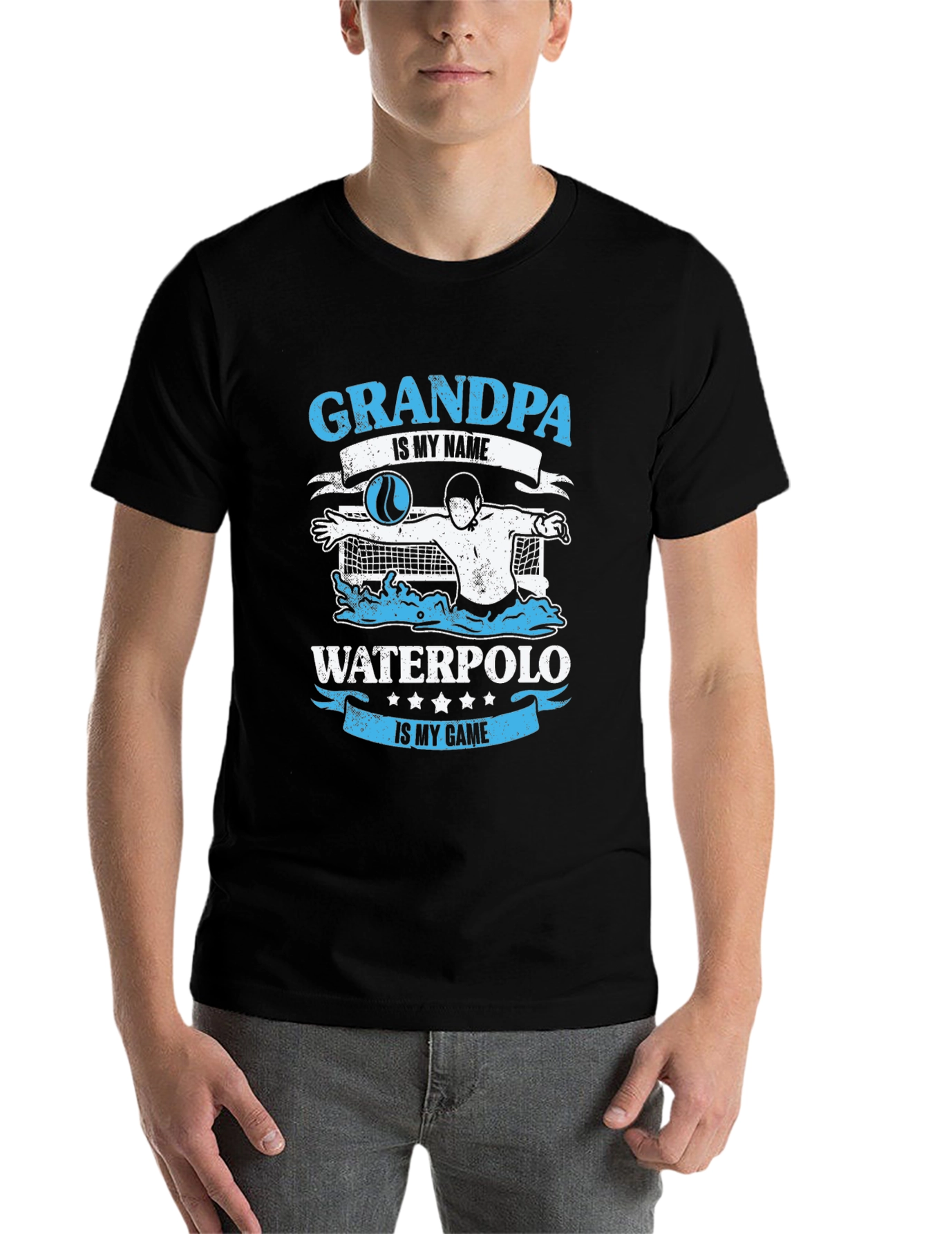 Black Grandpa Water Polo T-Shirt - Gift for Water Polo Grandpas view 7
