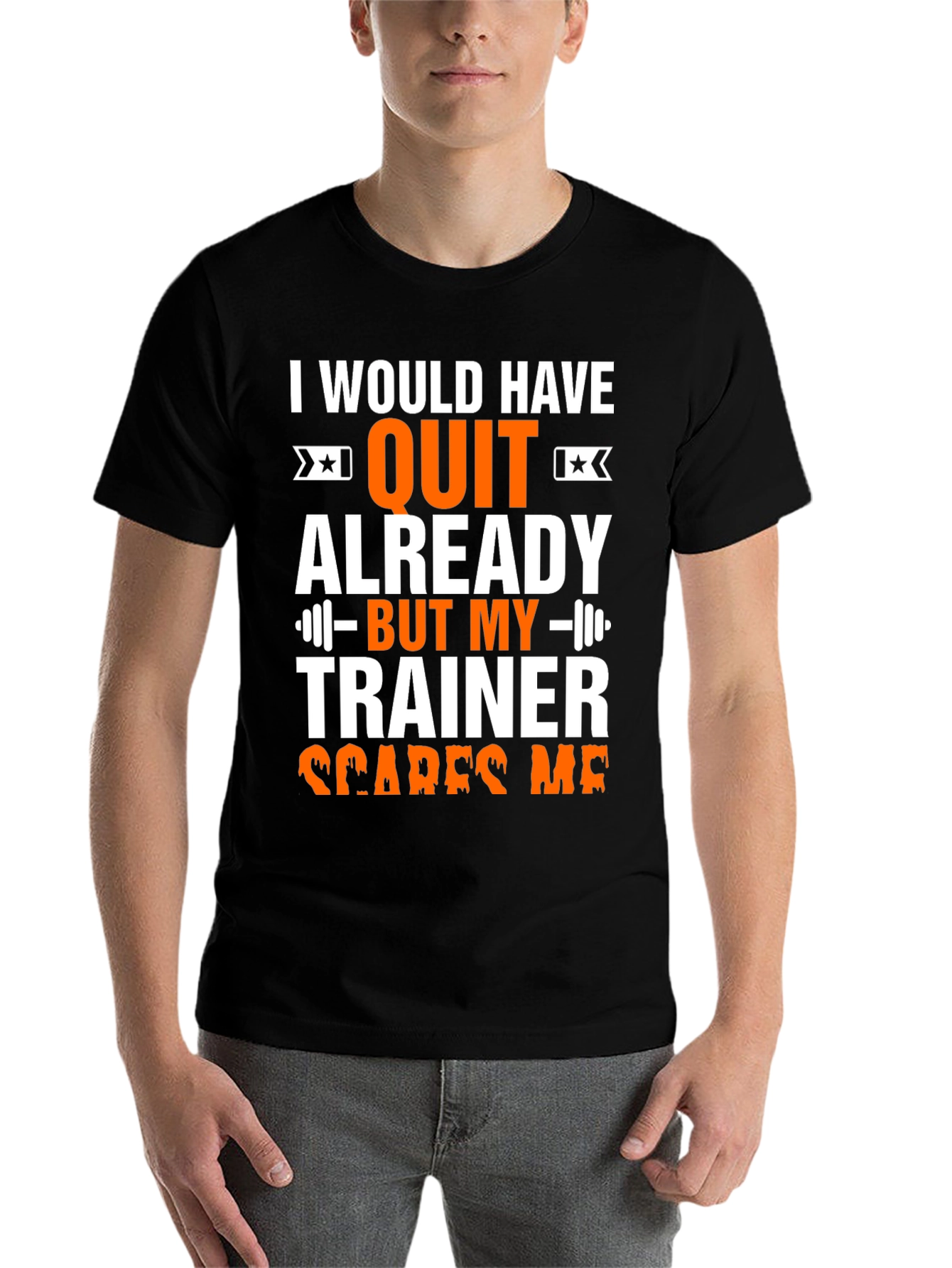 Black Funny Workout Trainer Graphic T-Shirt view 7