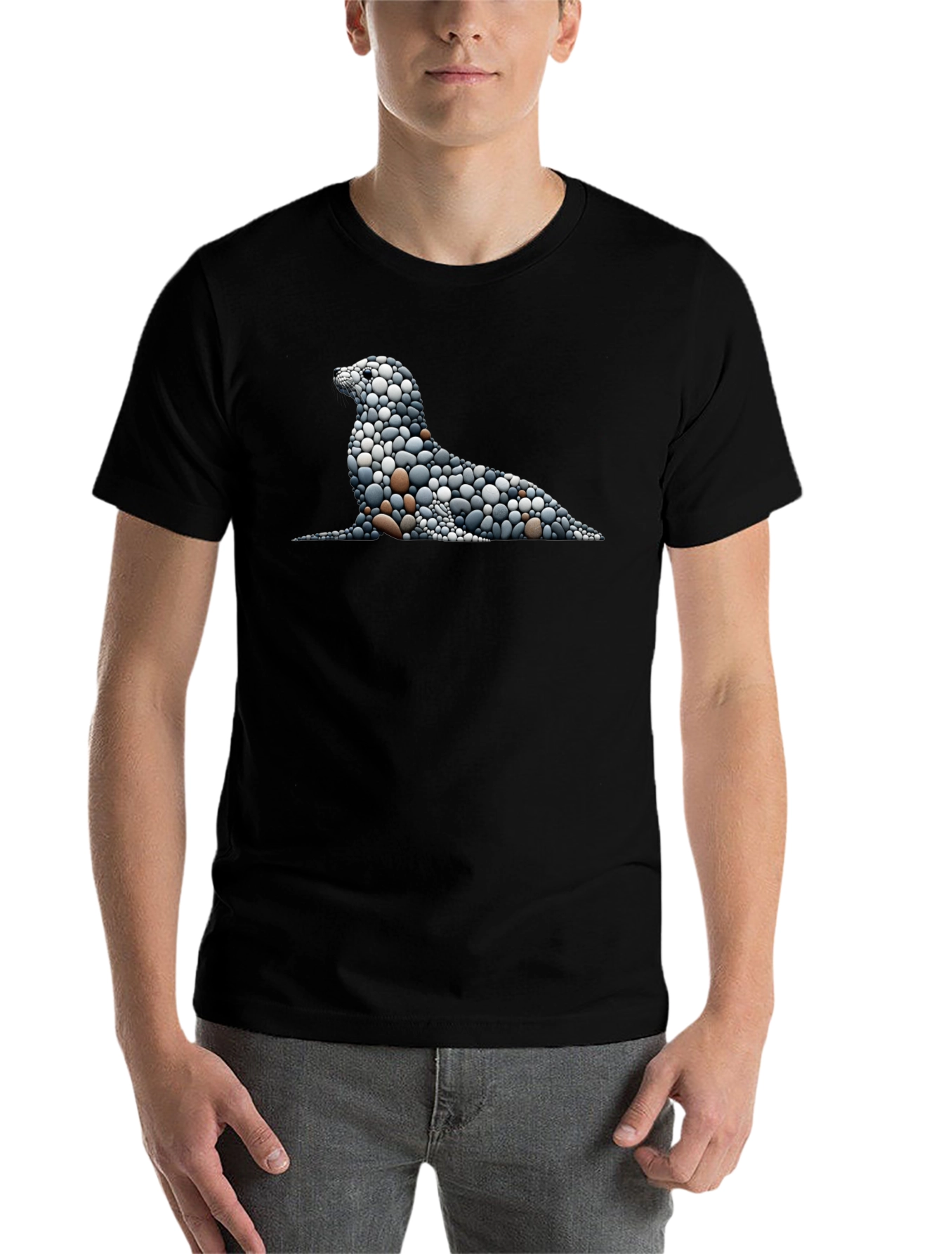 Stone Pebble Seal Graphic Tee - Black - 7