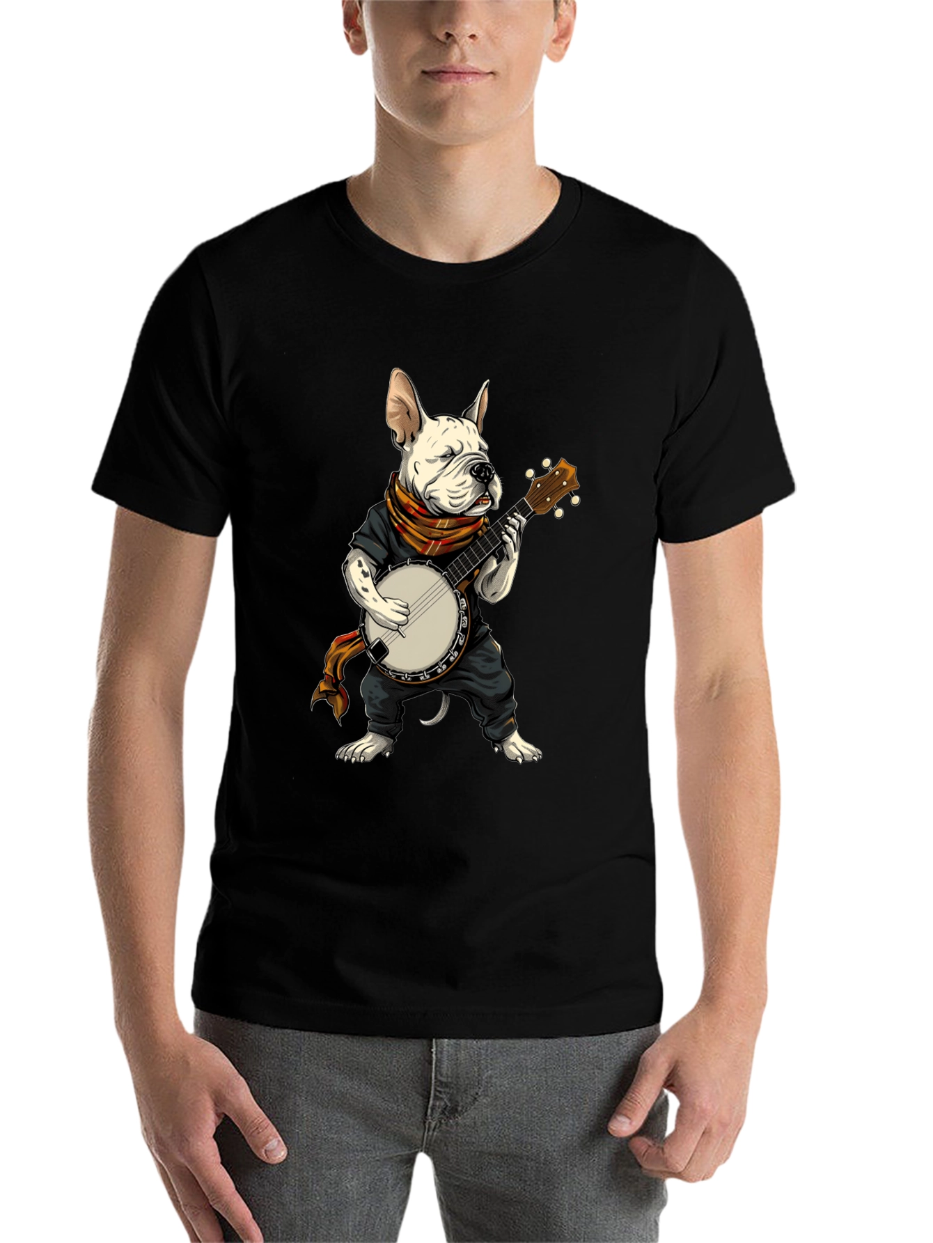 Black Dog Playing Banjo Graphic T-Shirt view 7