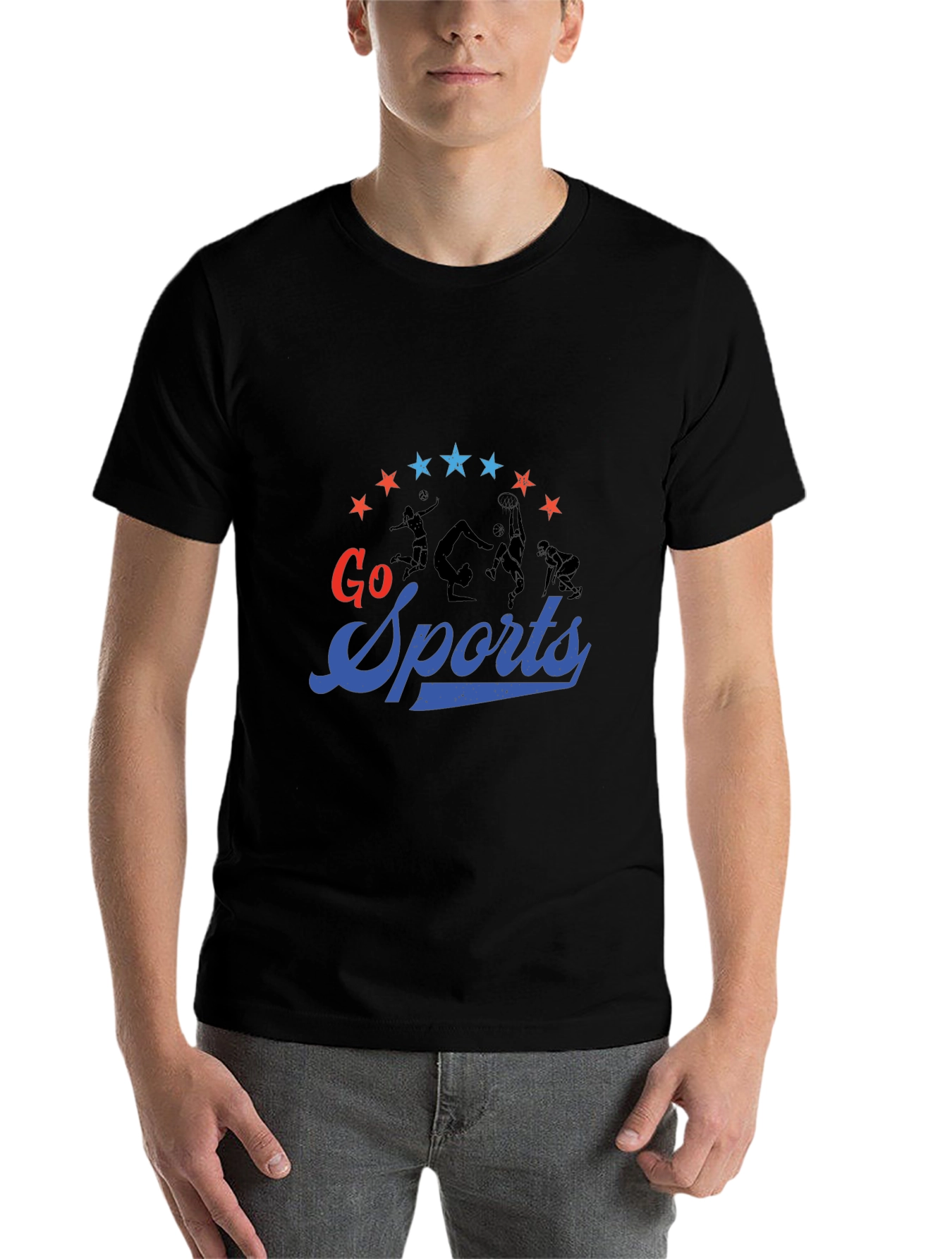 Black Go Sports Graphic Tee - Black Cotton T-Shirt view 7