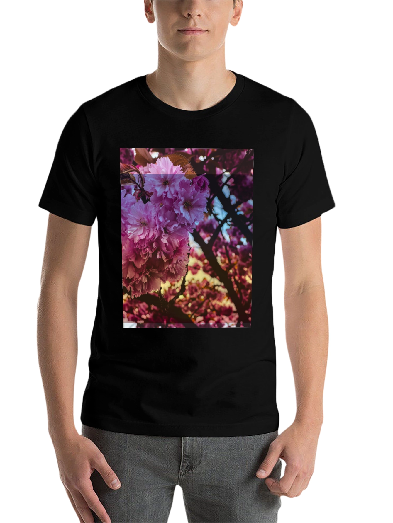 Black Floral Print Black Tee view 7