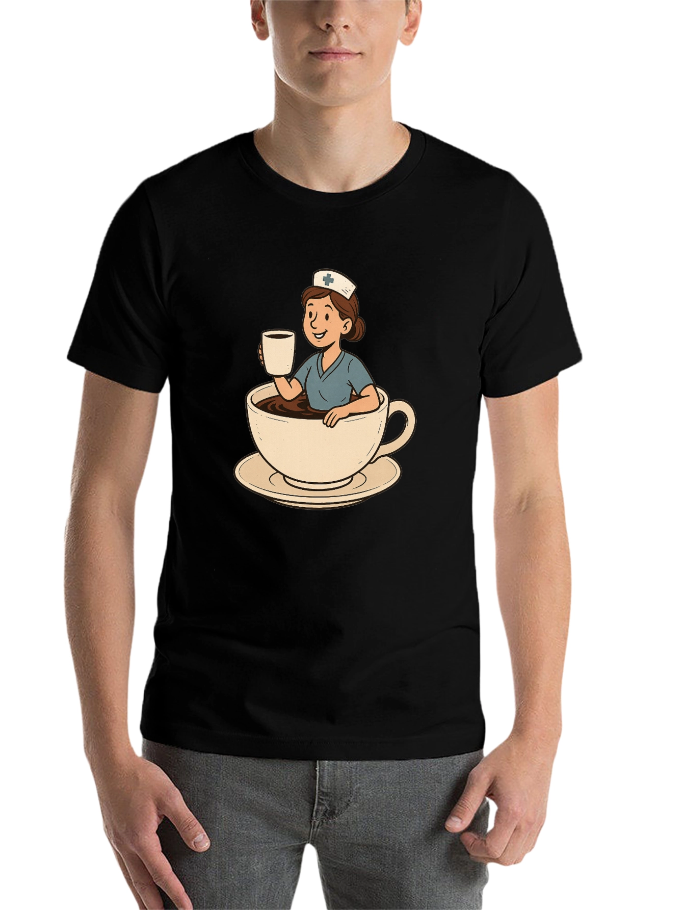 Black Nurse Coffee Cup Graphic Tee view 7
