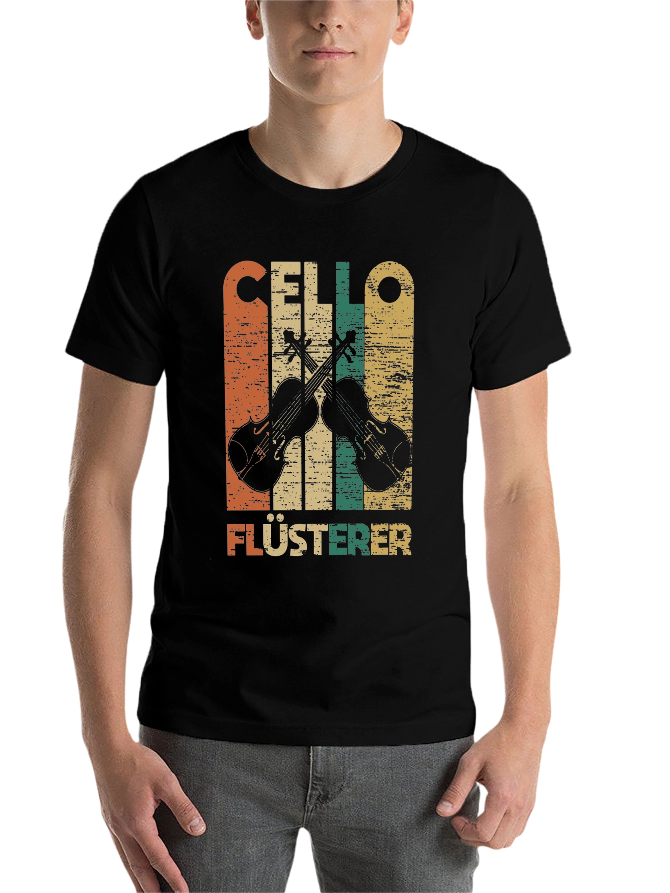 Black Vintage Cello Whisperer T-Shirt - Music Lover Tee view 7