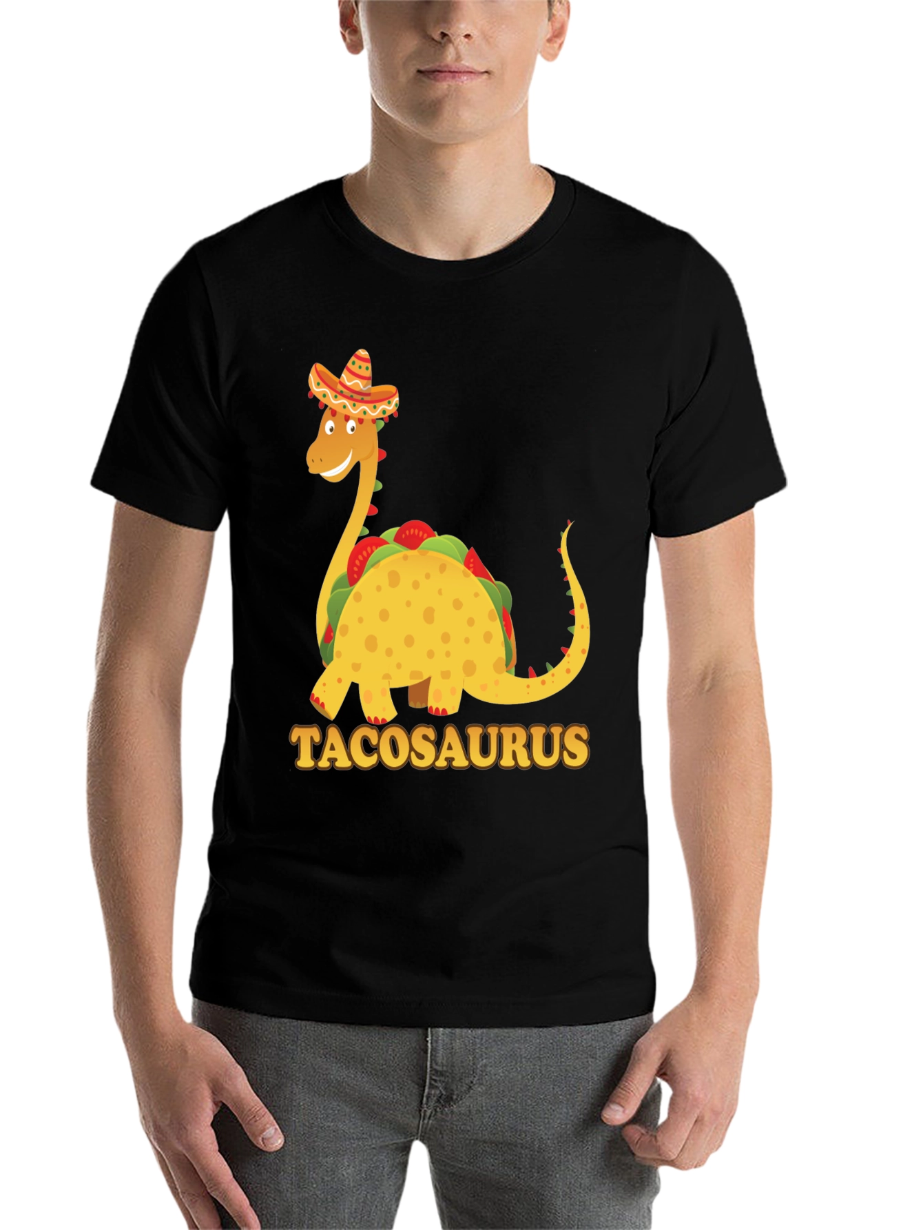 Black Tacosaurus Funny Dinosaur Taco Lover Graphic Tee view 7
