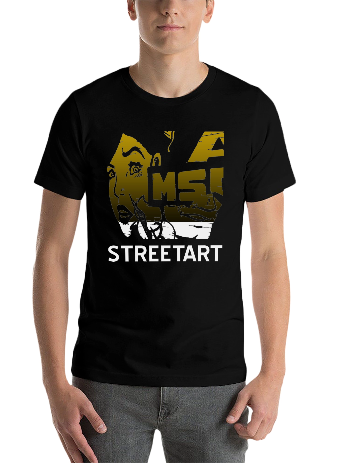 Black Edgy Streetart Graphic Black T-Shirt view 7