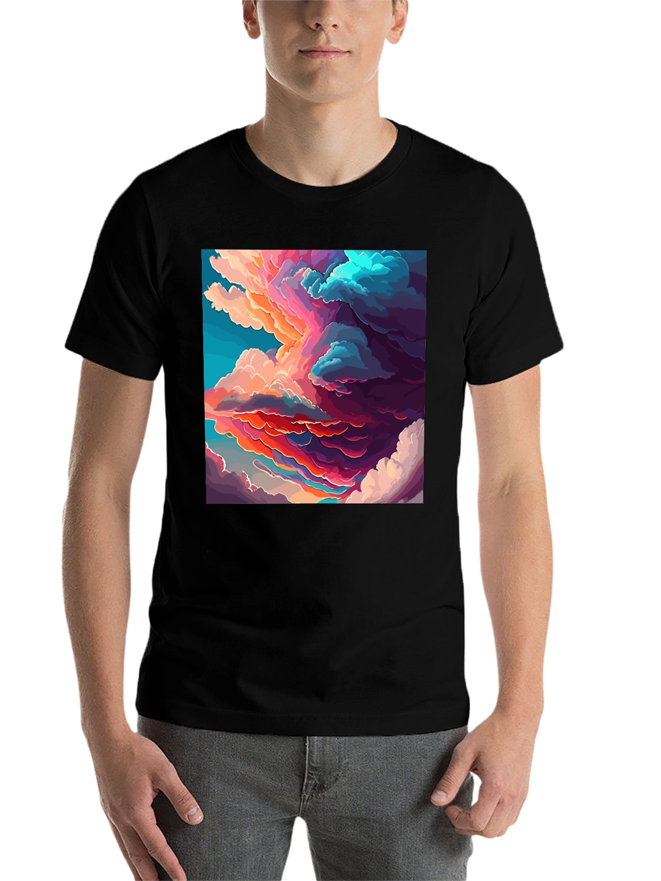 Black Cloudscape Graphic Black T-Shirt view 7