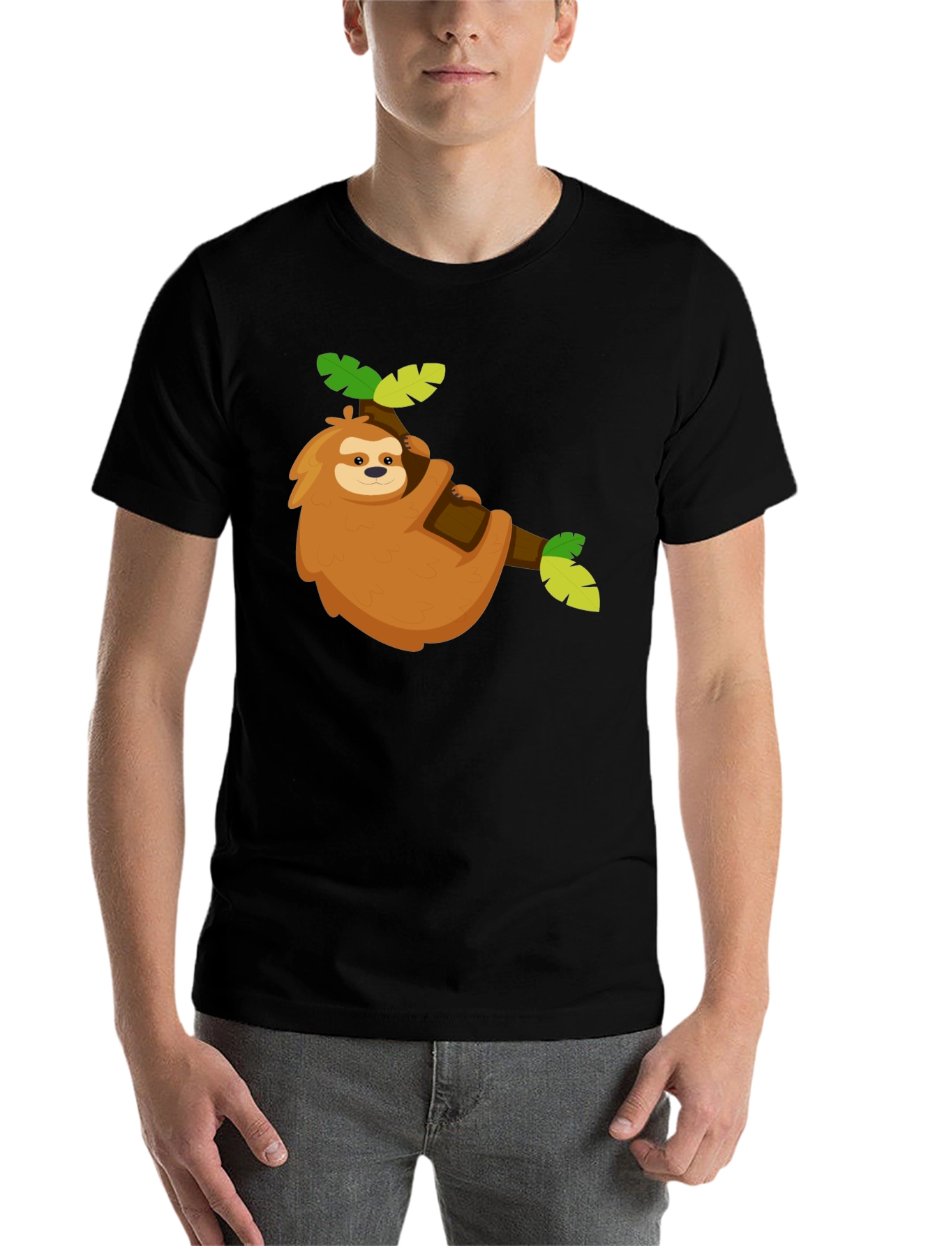 Black Cute Sloth Graphic Tee - Relaxed & Fun view 7