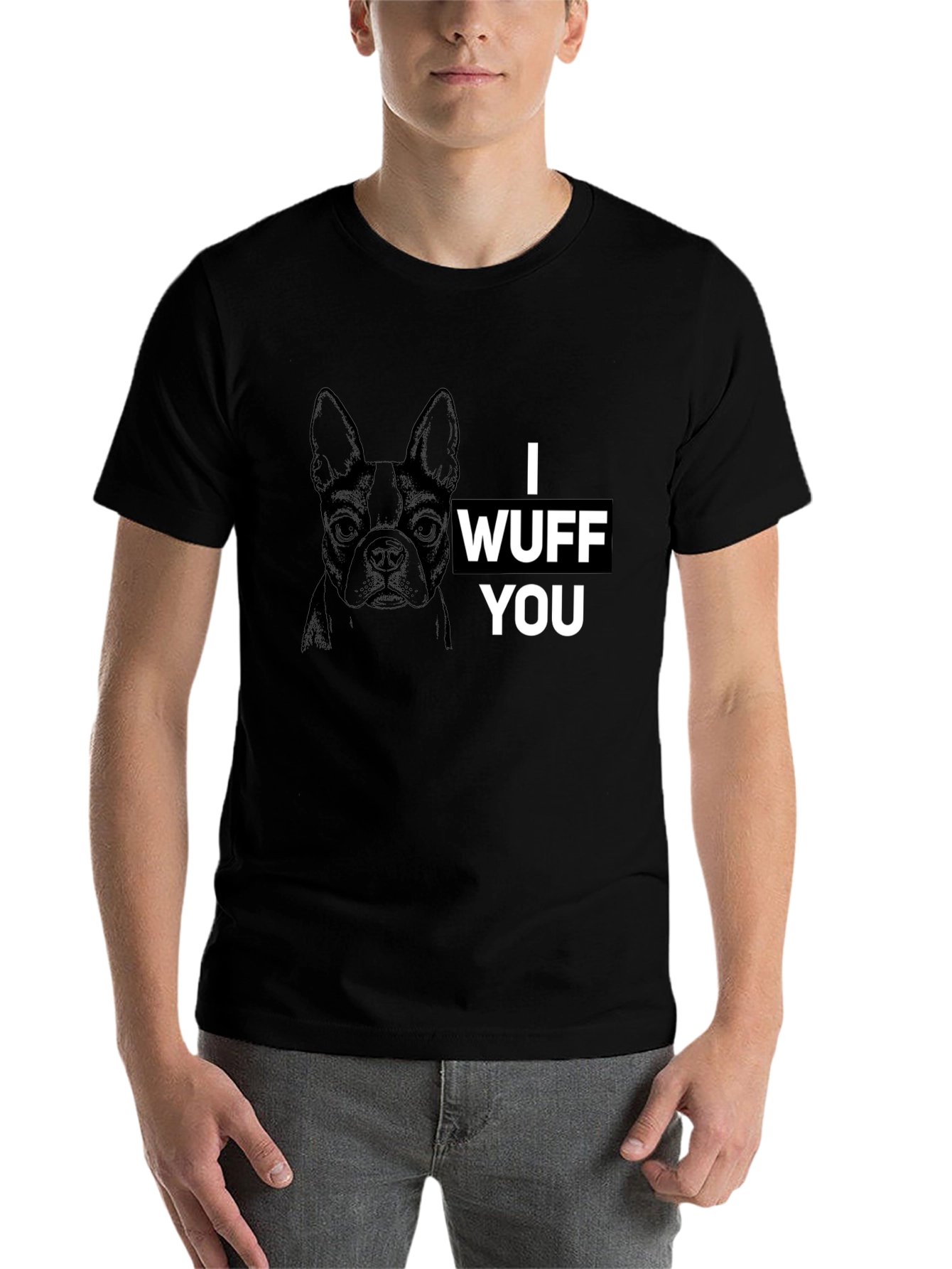 Black I Wuff You Graphic Tee - Black Cotton Blend view 7