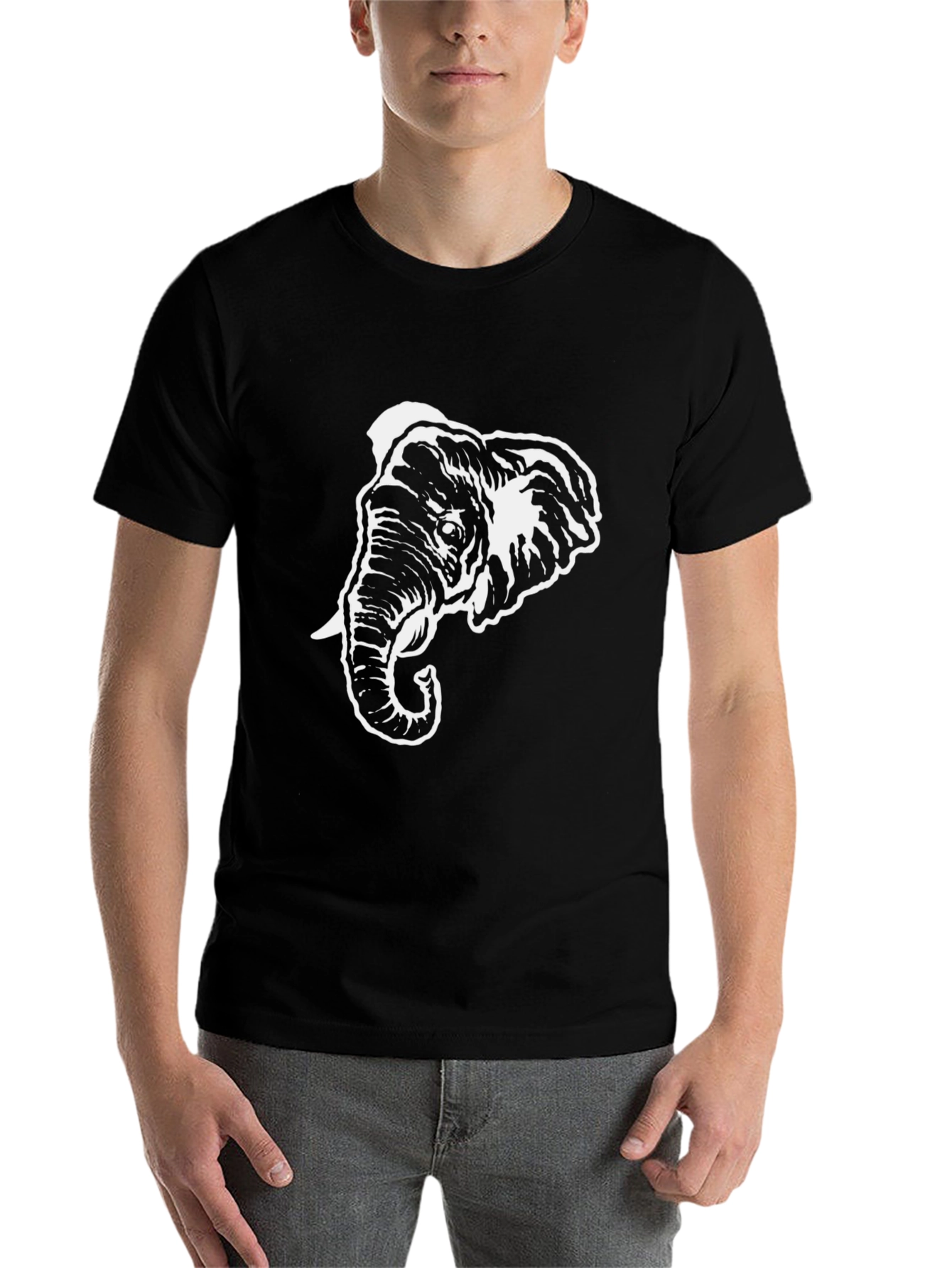 Black Elephant Graphic Tee - Cool Animal Design T-Shirt view 7