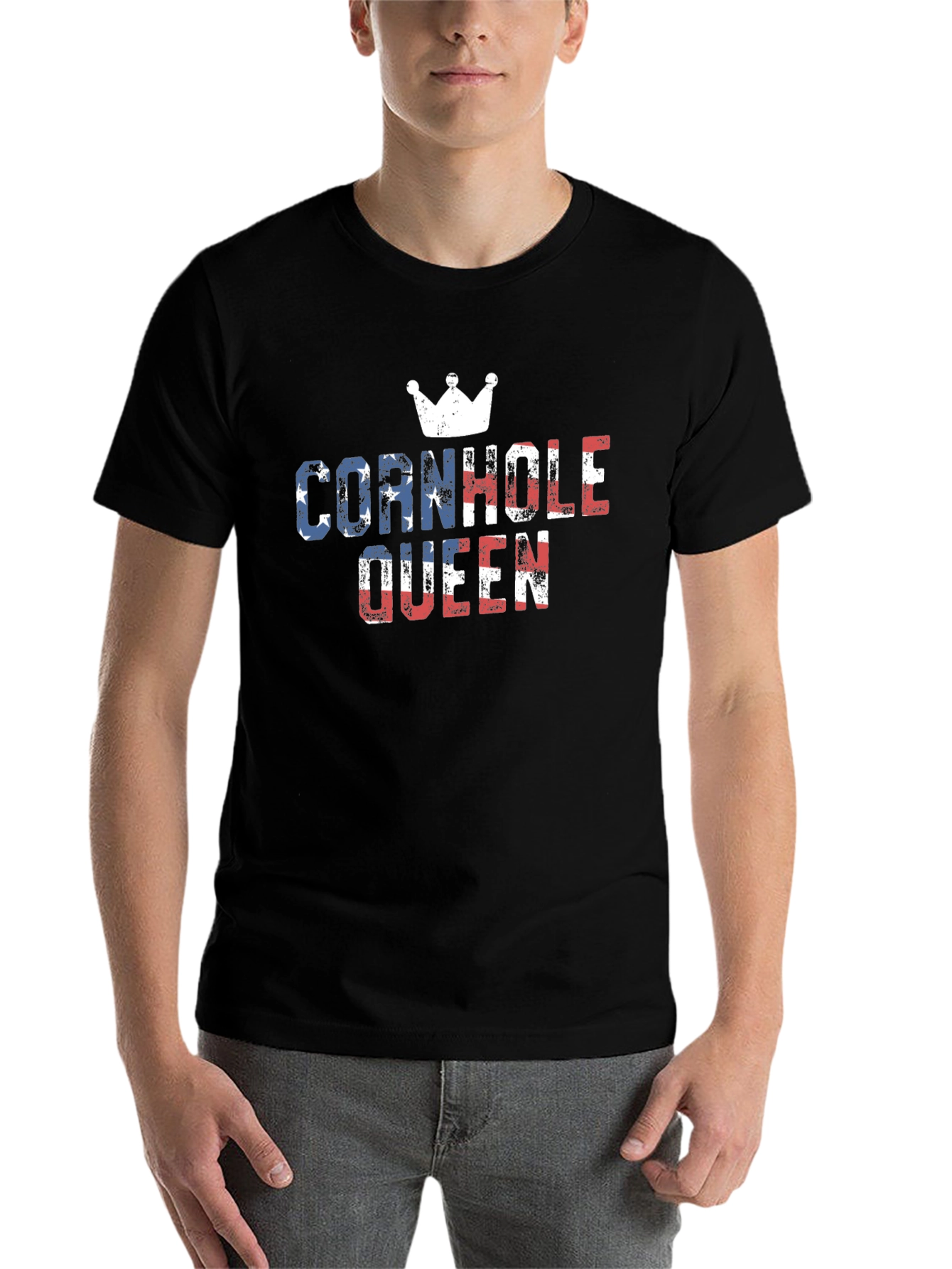 Black Cornhole Queen Patriotic T-Shirt view 7