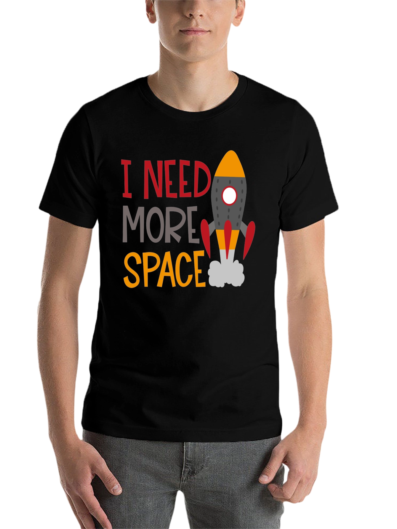 Black I Need More Space Graphic Tee - Astronomy T-Shirt view 7