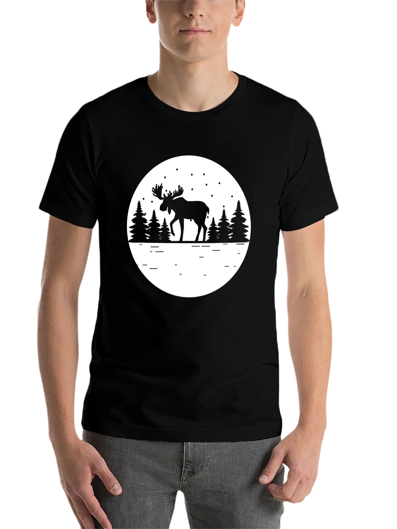 Black Moose Silhouette Graphic Tee - Black view 7