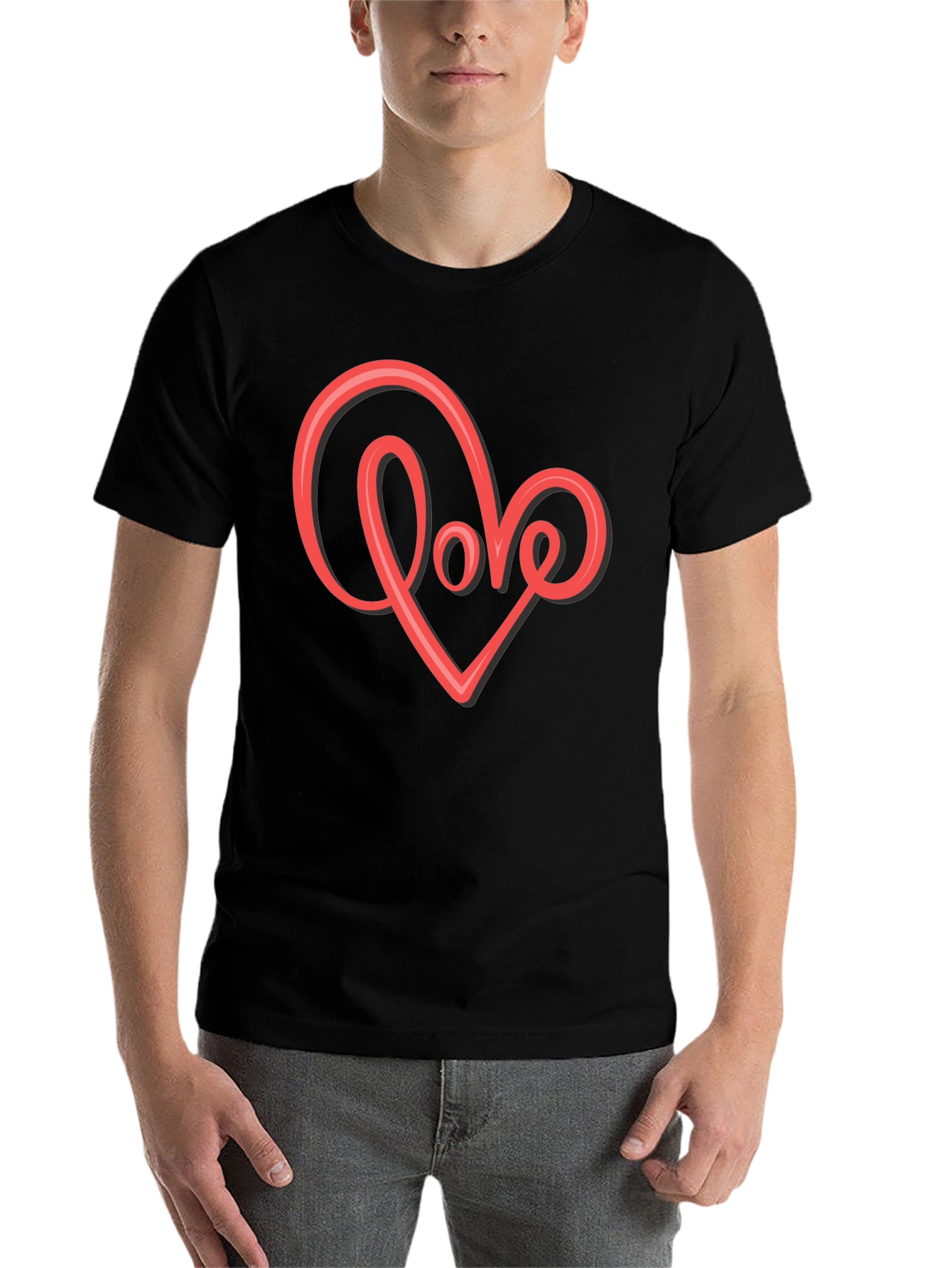 Black Love Heart Graphic T-Shirt - Stylish Black Tee view 7