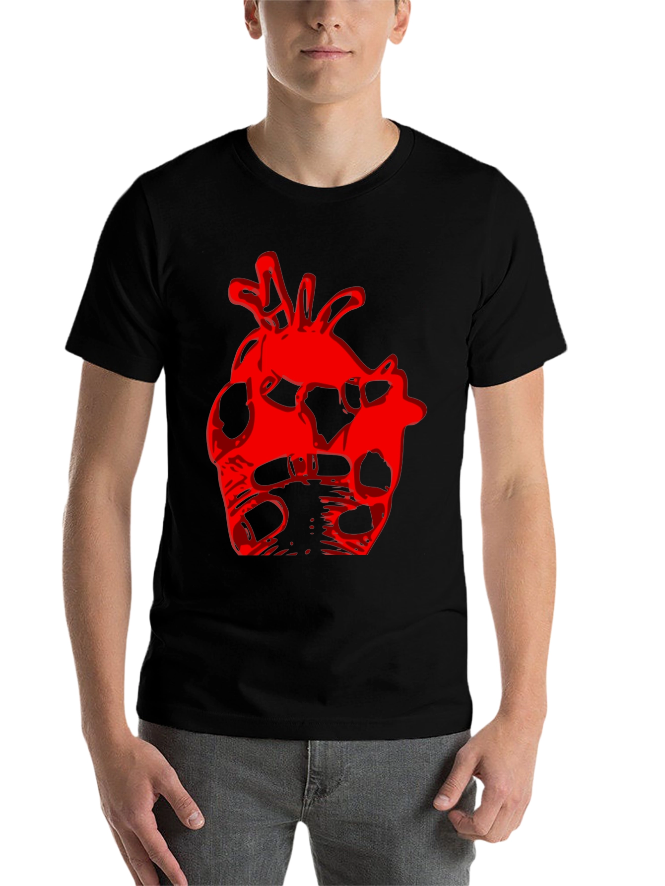 Black Abstract Heart Graphic Black T-Shirt view 7