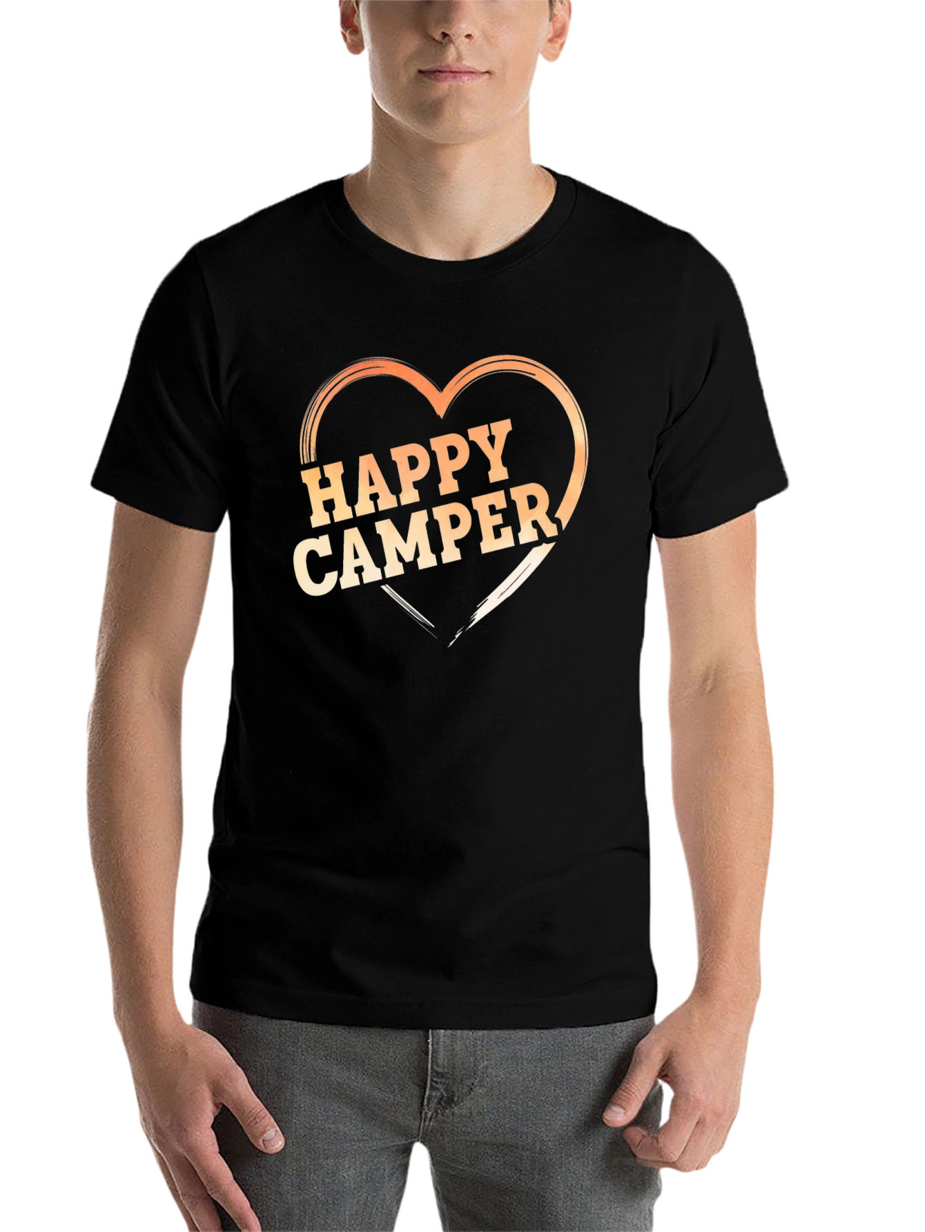 Black Happy Camper Heart Graphic T-Shirt - Black view 7