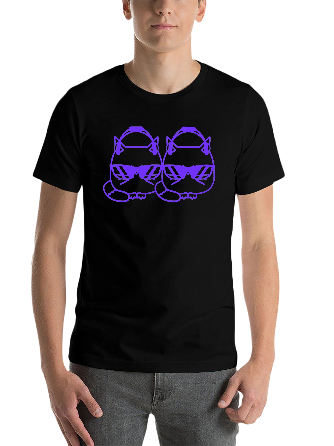 Black Cool Cats Tee: Black Graphic T-Shirt view 7