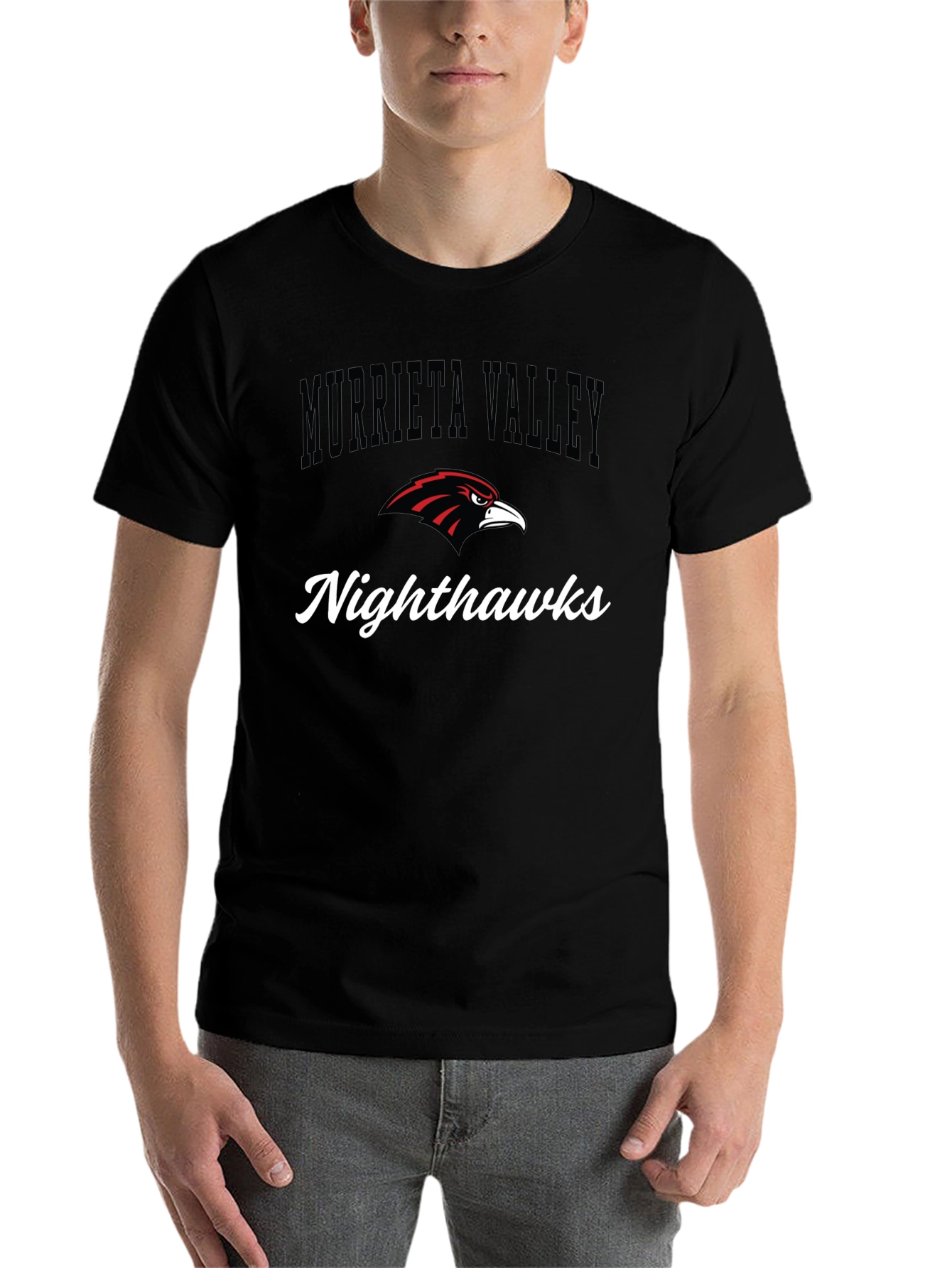 Black Murrieta Valley Nighthawks Black T-Shirt view 7