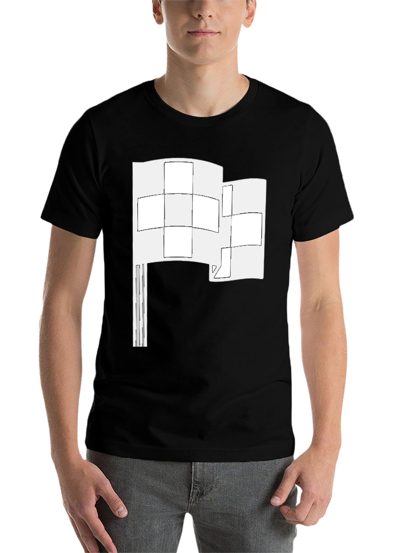 Black Abstract Flag Graphic Tee - Black Cotton Shirt view 7