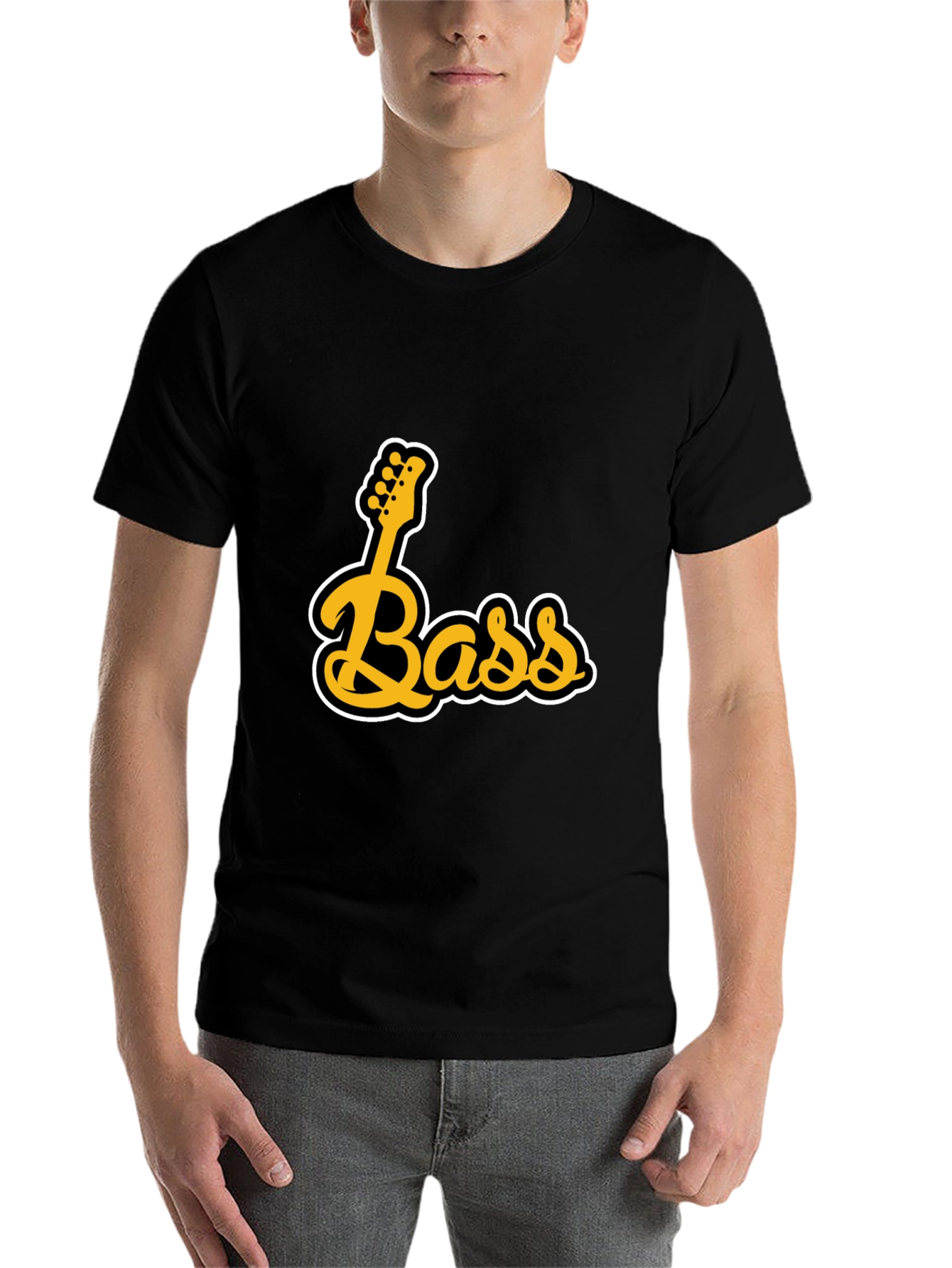 Black Bass Guitar Black Graphic T-Shirt view 7