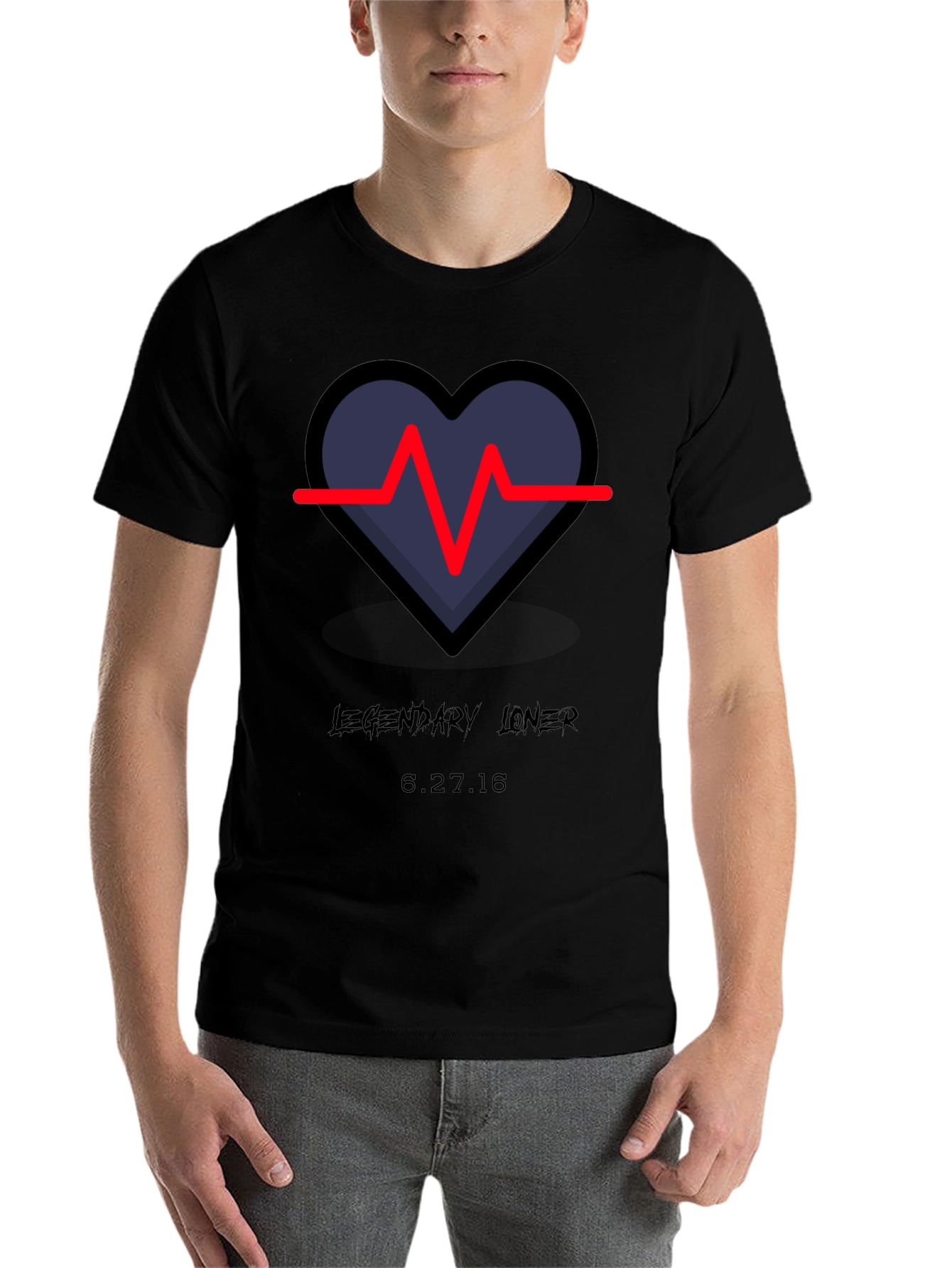 Black Legendary Loner Heartbeat Graphic Tee - Black view 7
