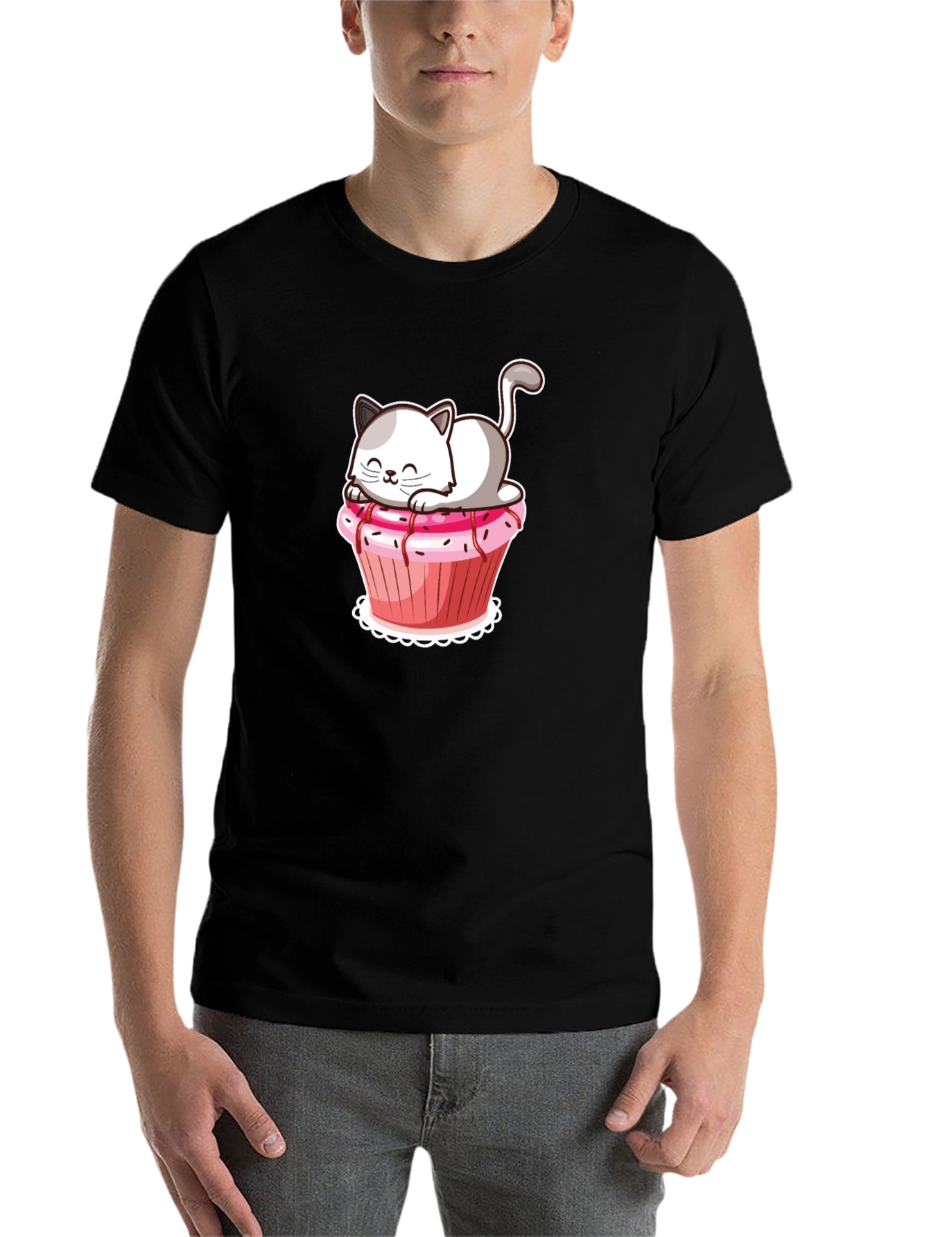 Black Cat Cupcake Graphic T-Shirt view 7