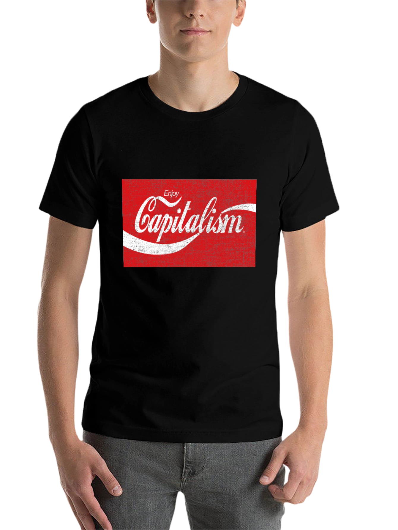 Black Enjoy Capitalism T-Shirt - Novelty Graphic Tee view 7