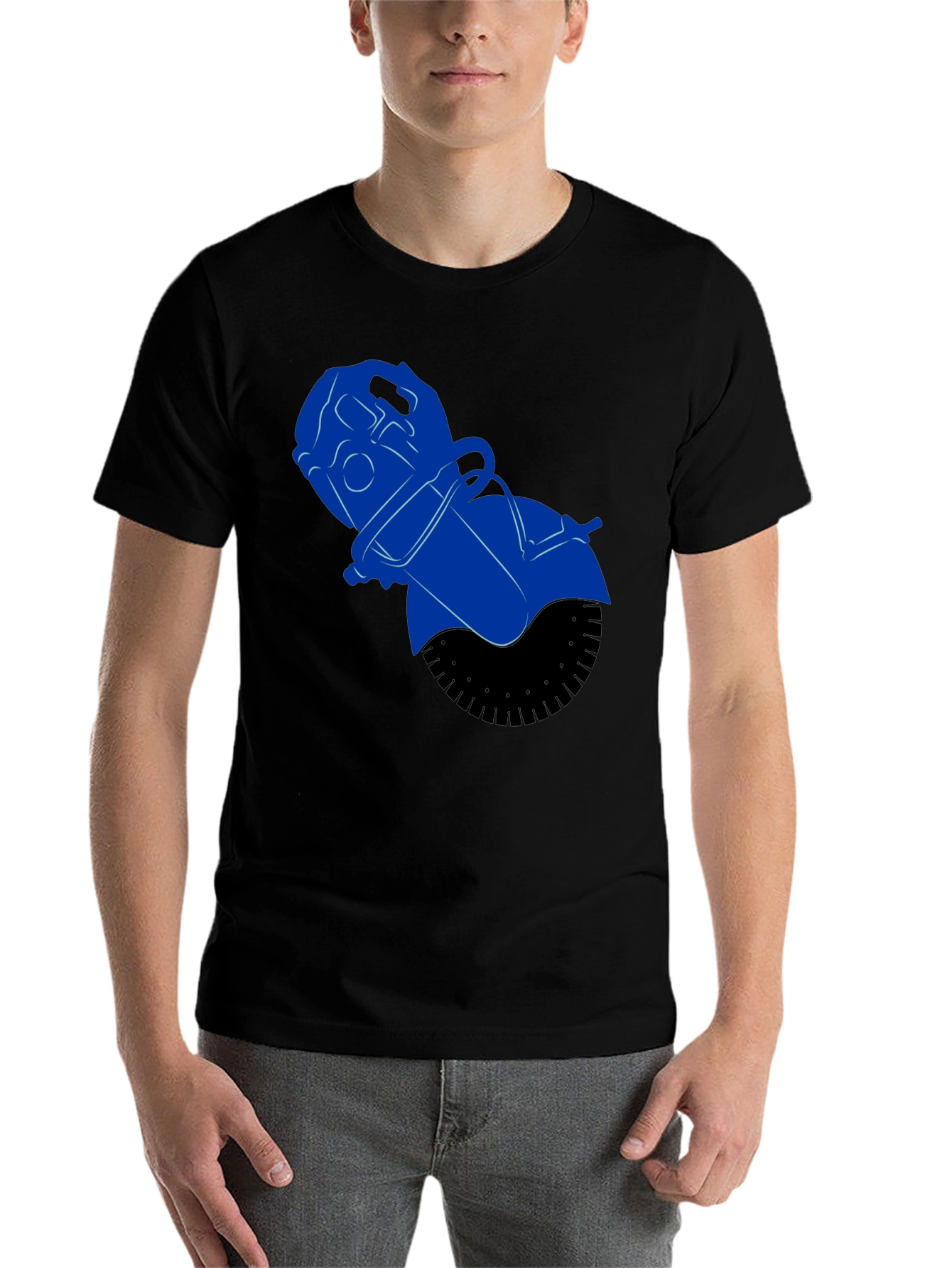 Black Blue Power Tool Graphic Tee - Black Cotton Blend Shirt view 7