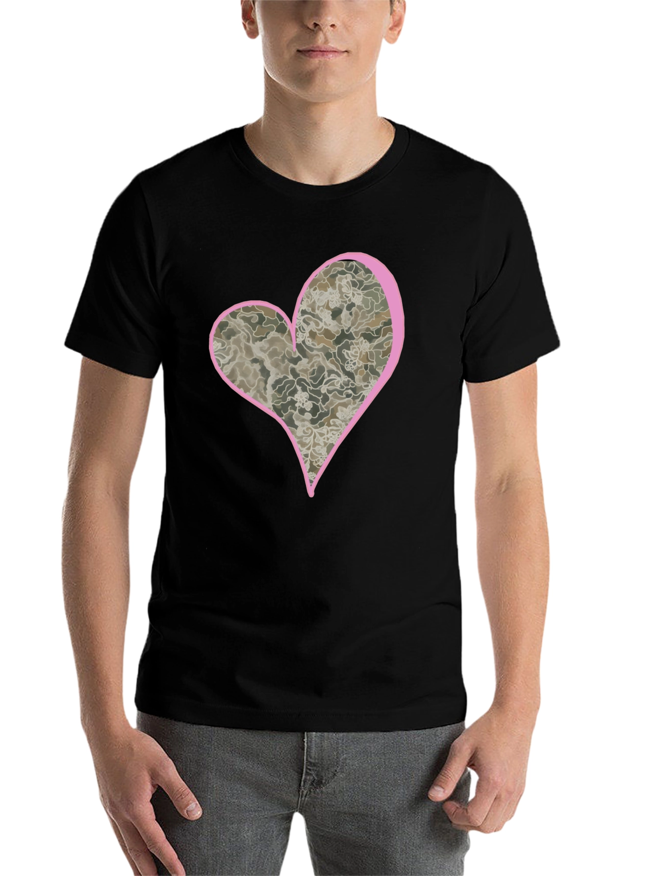 Black Heart Camo Tee - Unique Graphic T-Shirt view 7