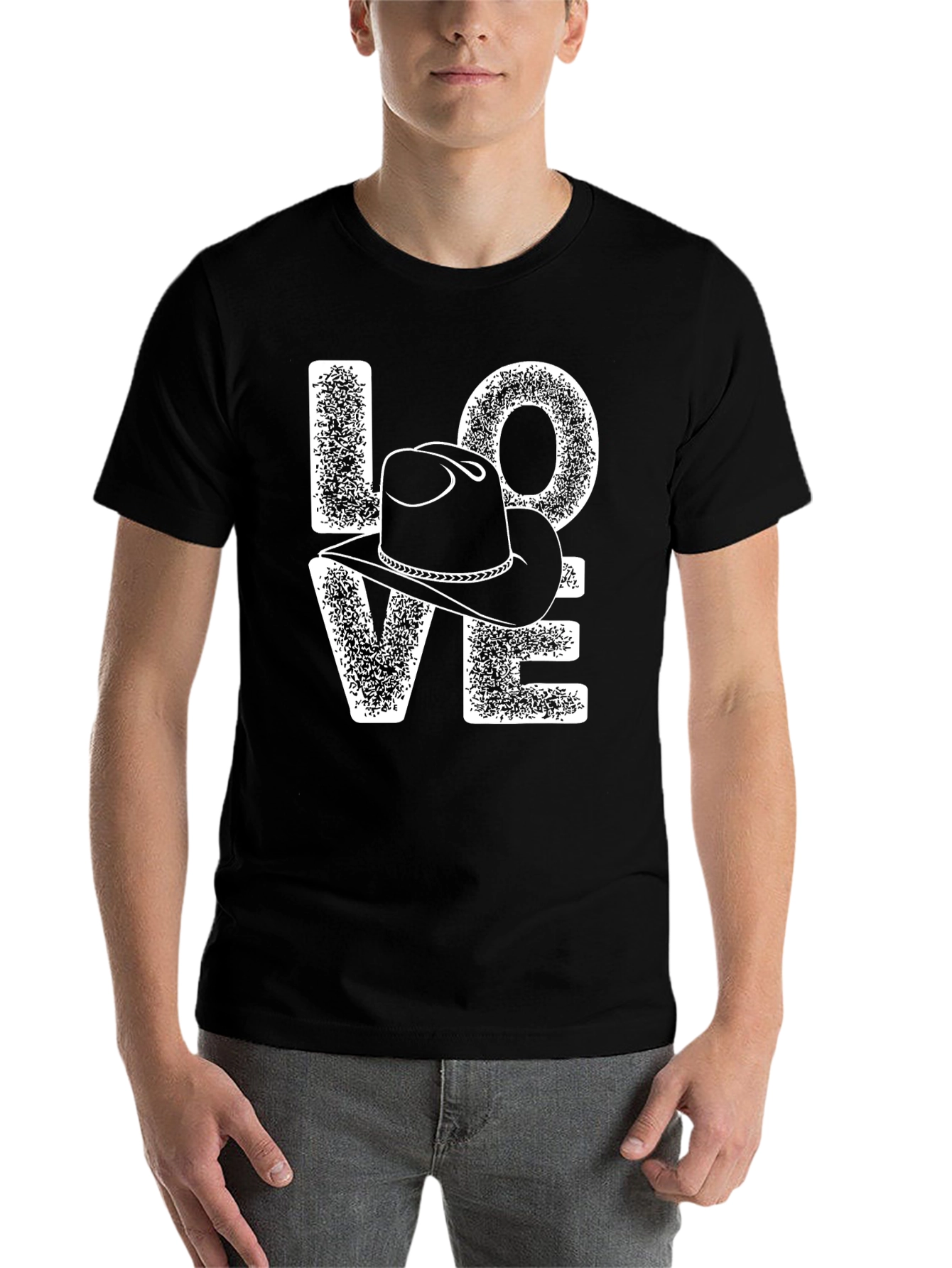 Black Love Cowboy Hat Graphic Tee - Western Style view 7