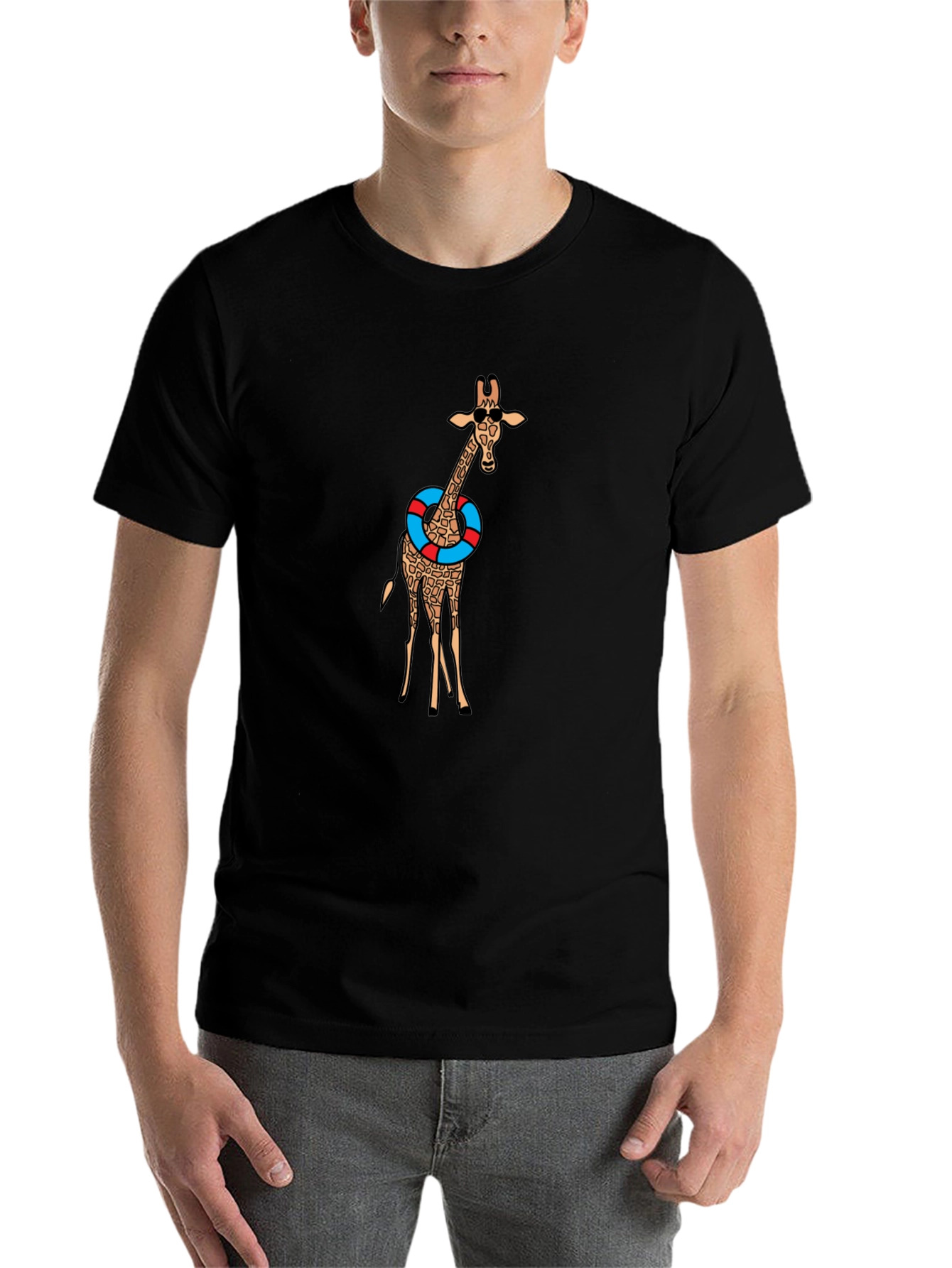 Black Giraffe in Sunglasses Graphic Tee - Black view 7