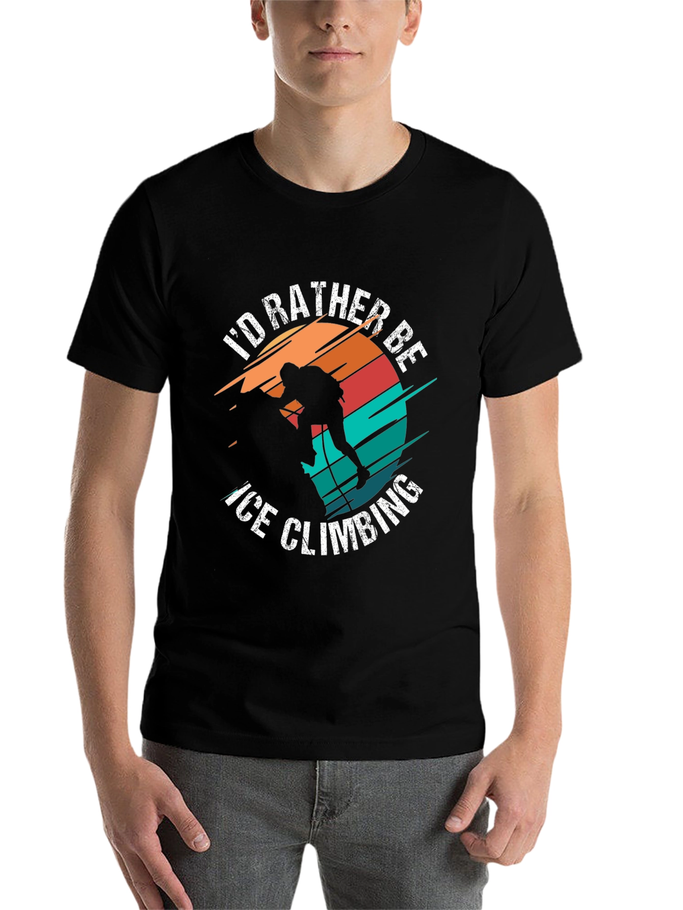 Black Ice Climbing Graphic T-Shirt for Adventurers view 7
