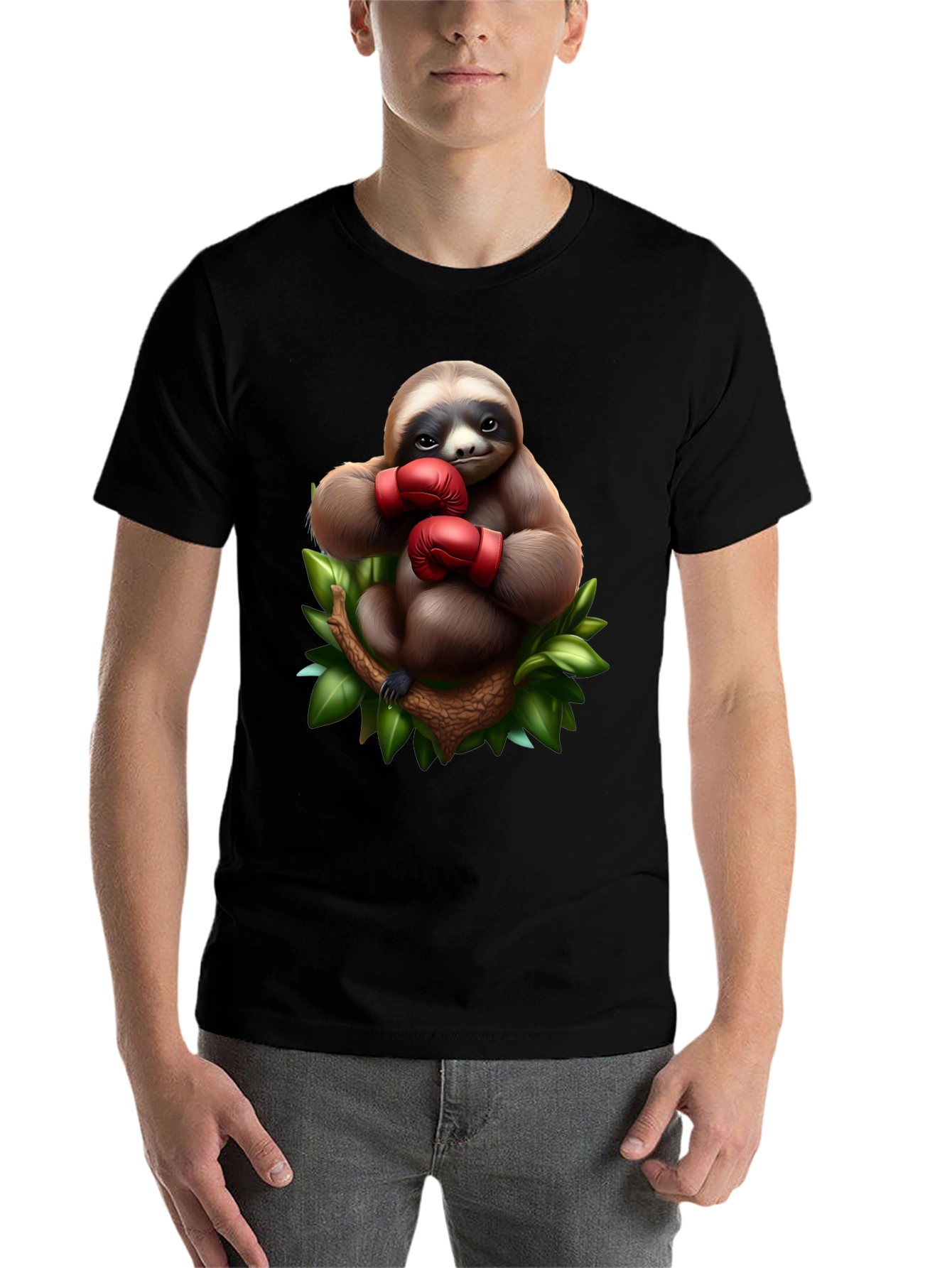 Black Sloth Boxer Graphic T-Shirt view 7