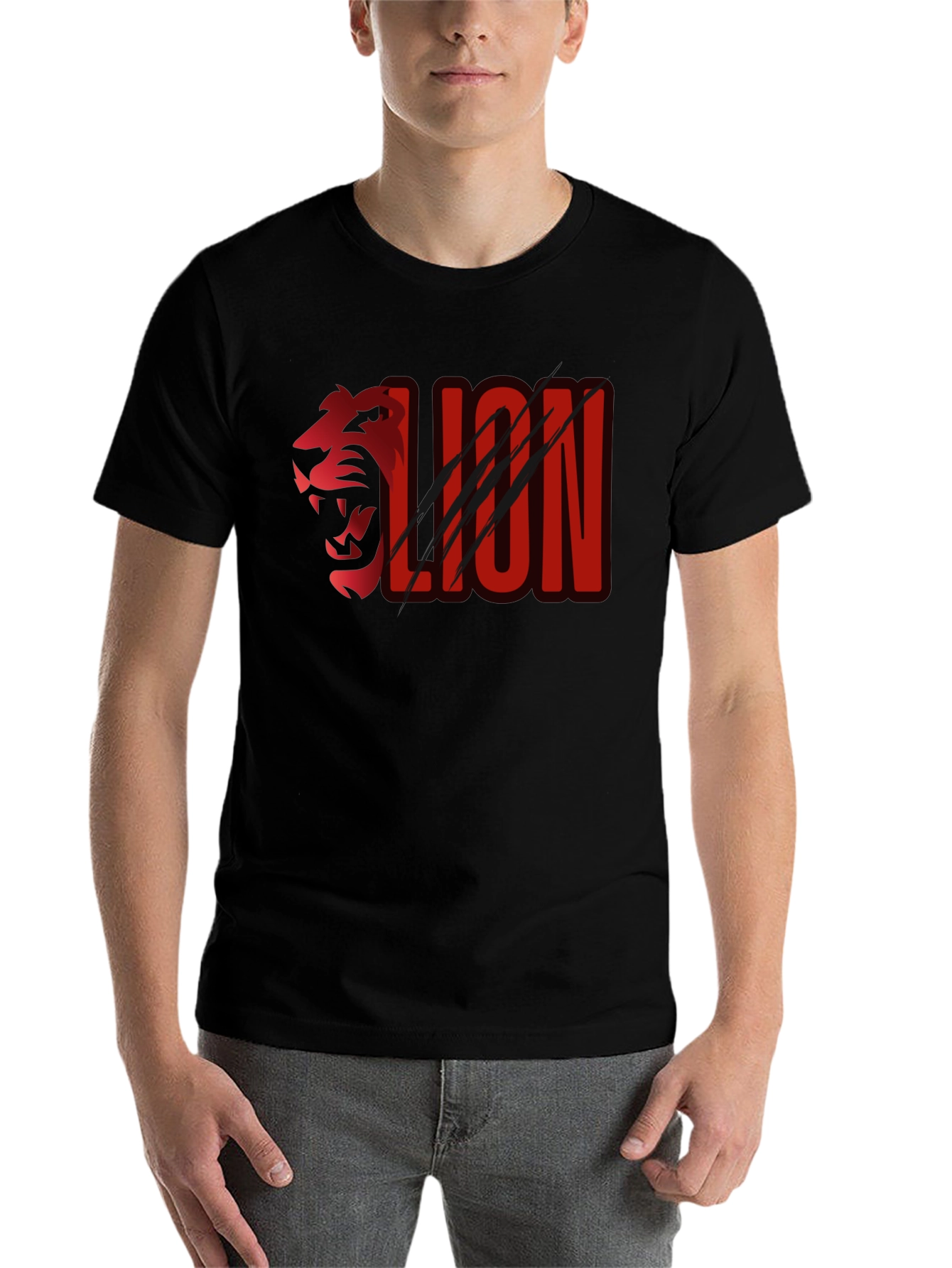 Black Lion Graphic Print Black T-Shirt view 7