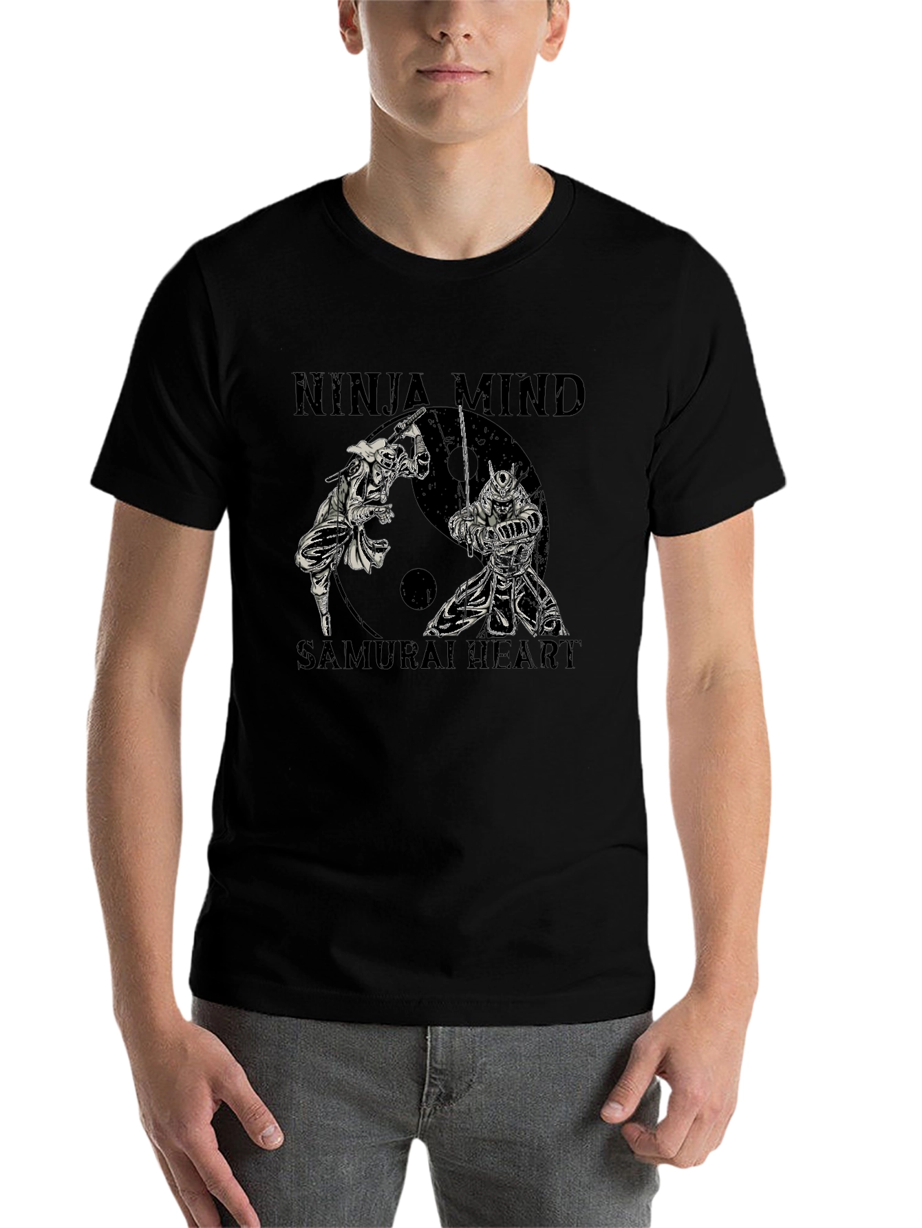 Black Ninja Mind Samurai Heart Graphic T-Shirt view 7