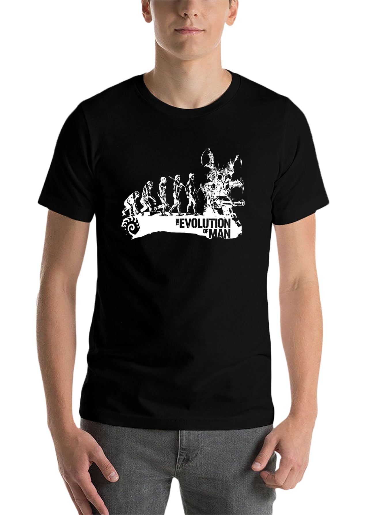 Black Evolution of Man Graphic Print T-Shirt view 7