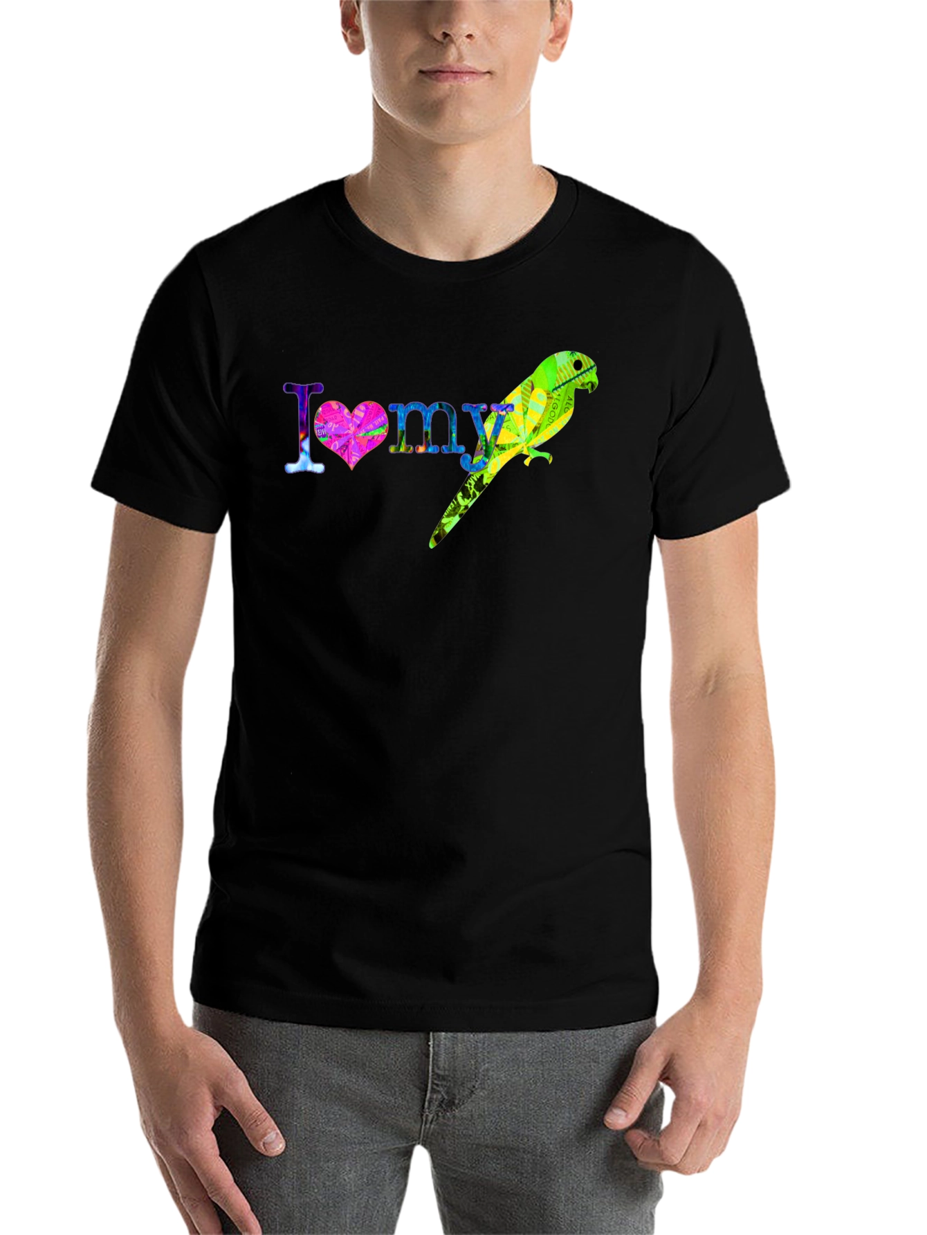 Black I Love My Parrot T-Shirt Colorful Bird Tee view 7