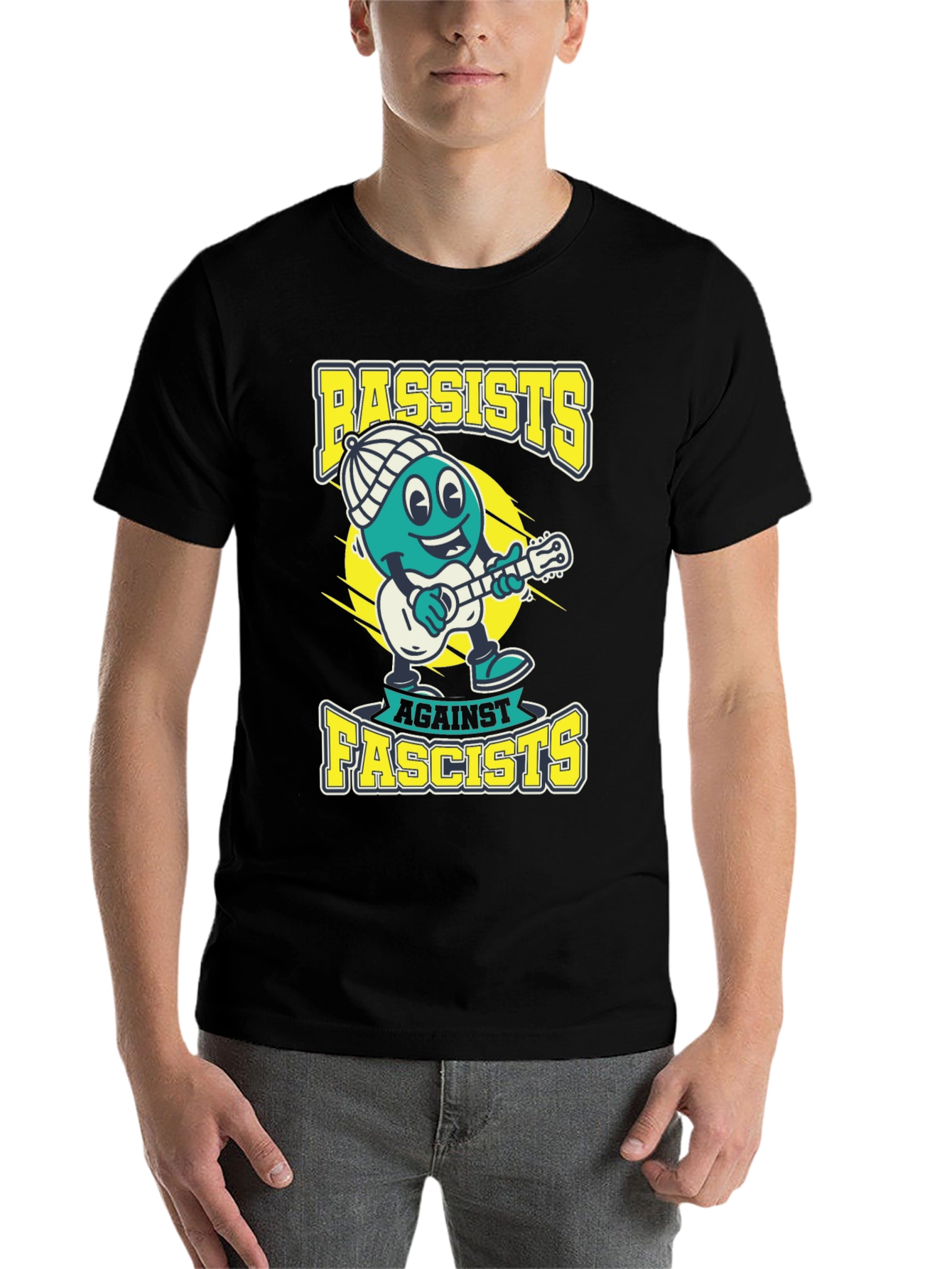 Black Bassists Against Fascists Graphic Tee - Political Statement T-Shirt view 7