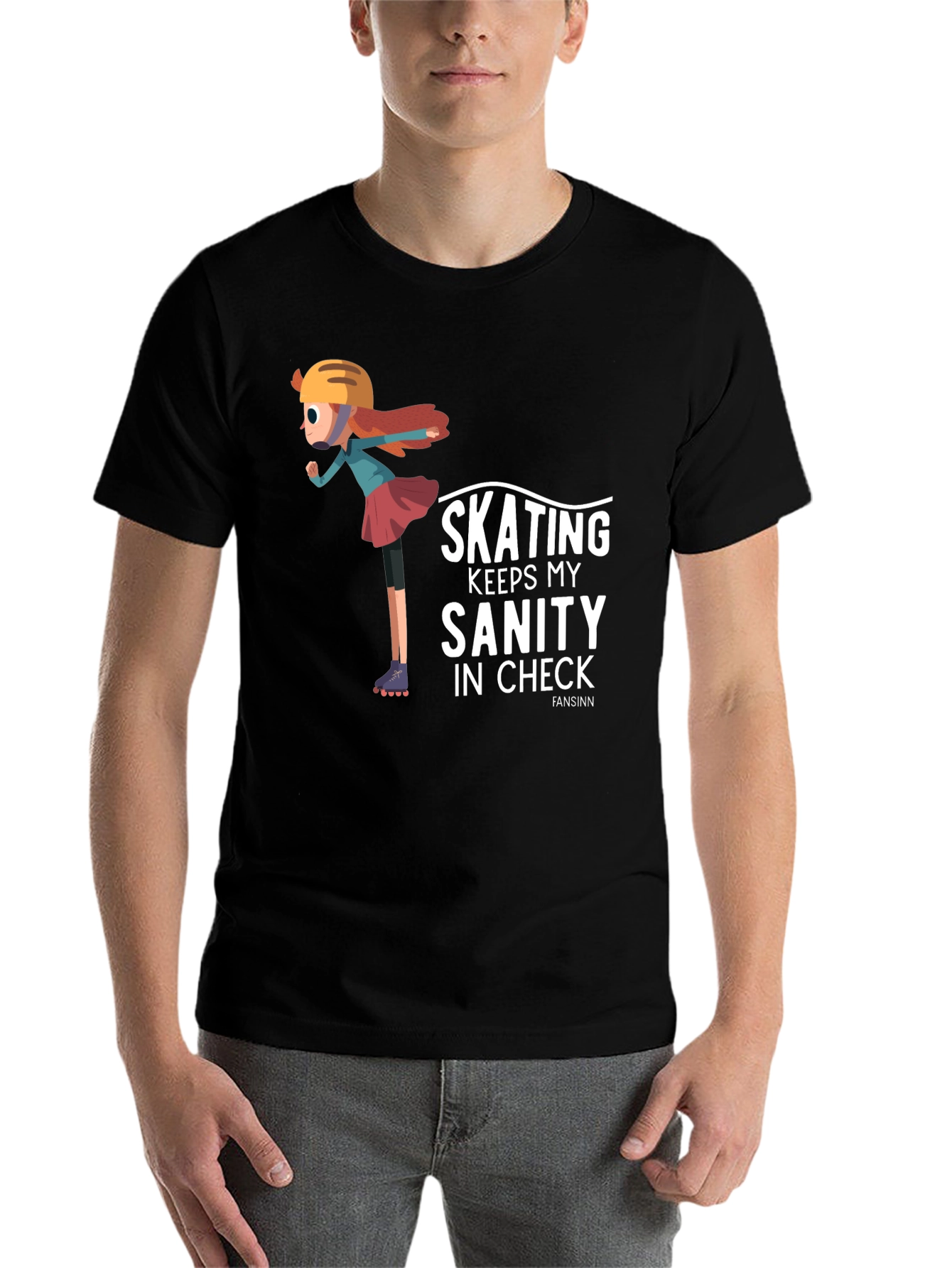 Black Skating Sanity T-Shirt - Black Graphic Tee view 7