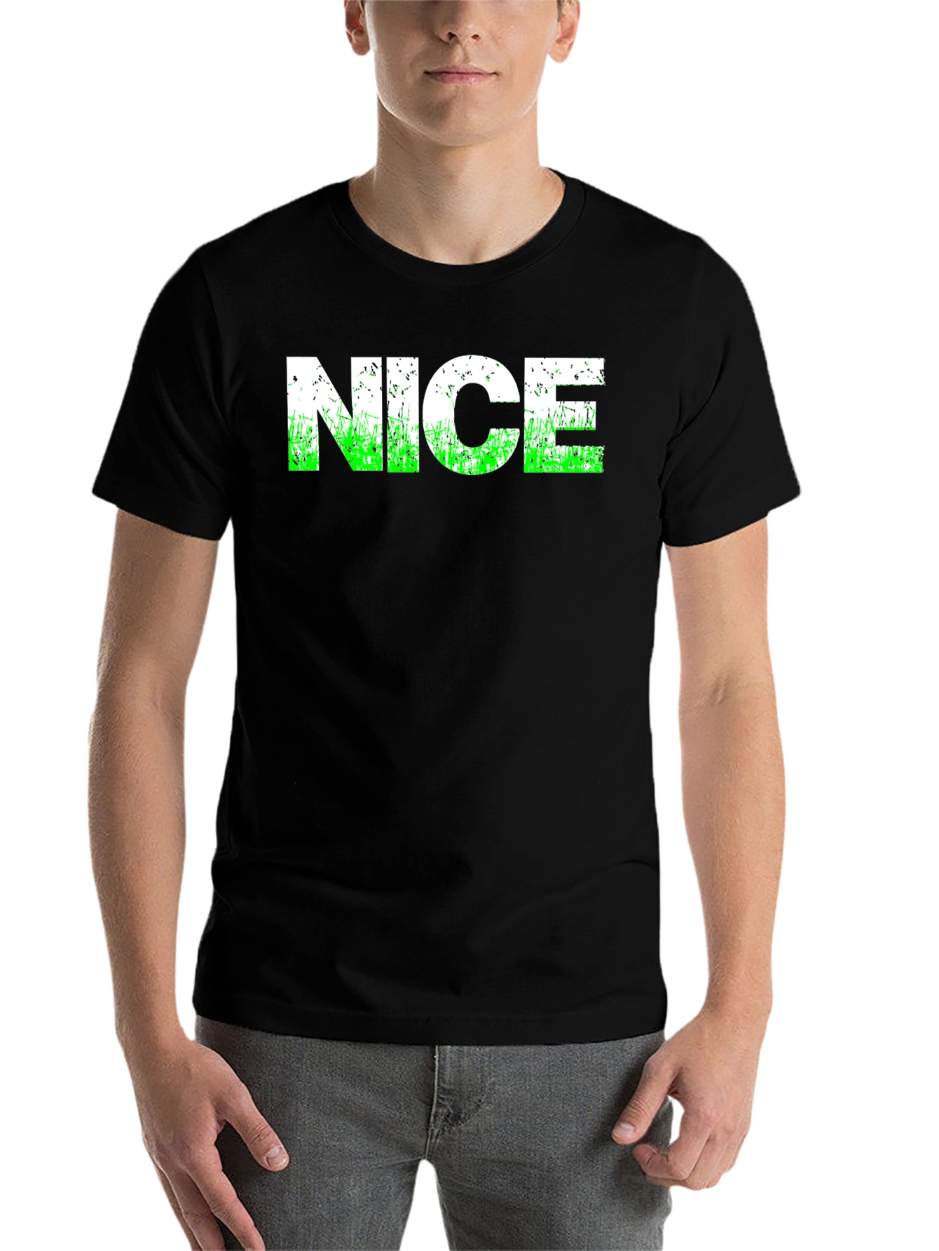 Black NICE Graphic Tee - Black Cotton T-Shirt view 7