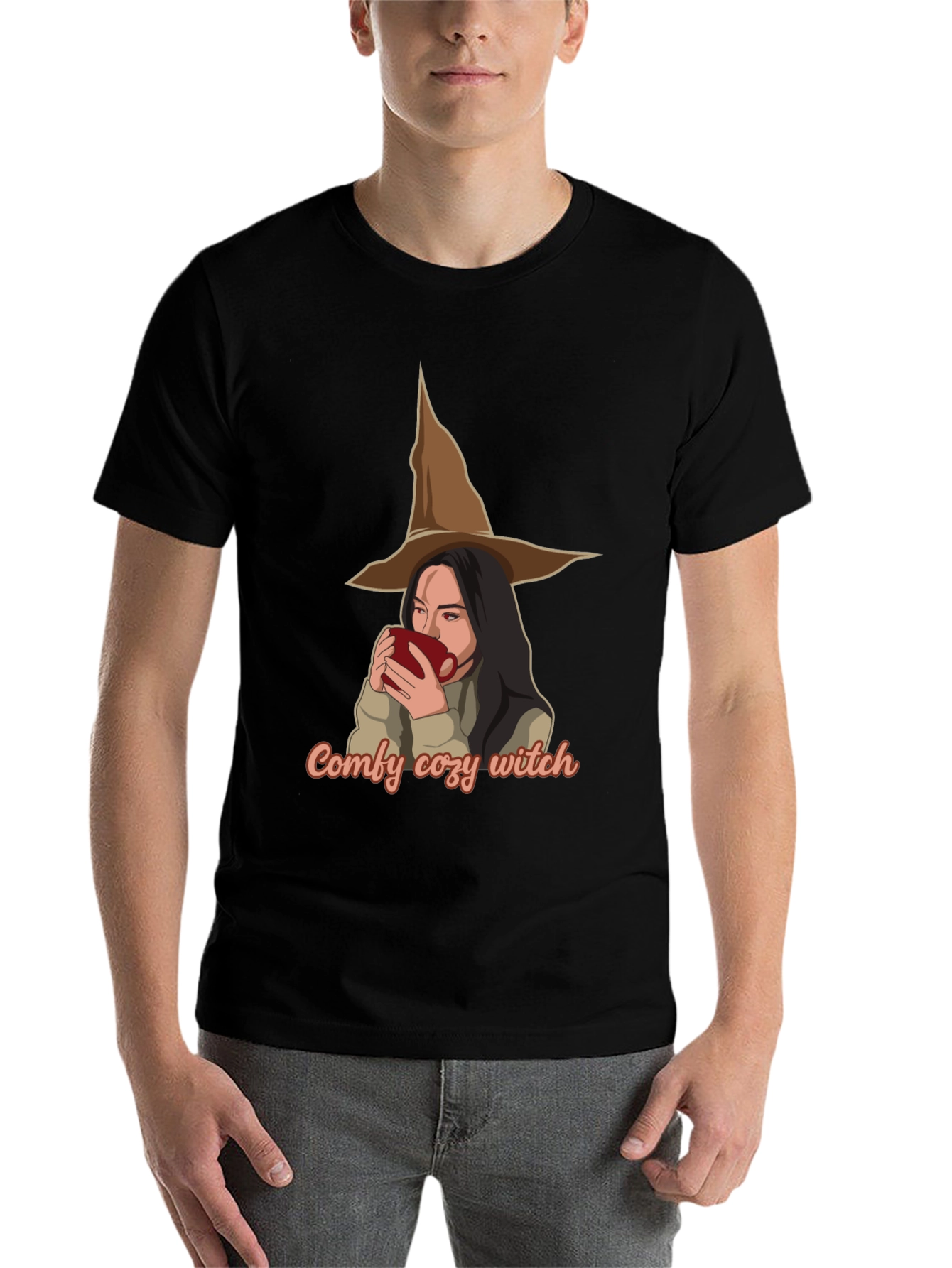 Black Comfy Cozy Witch T-Shirt - Halloween Ready view 7