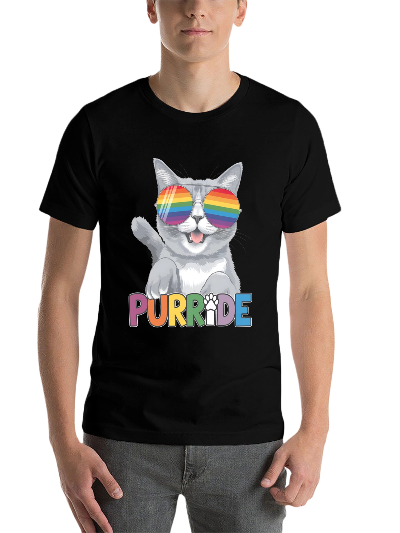 Black Purr-ide Cat T-Shirt view 7